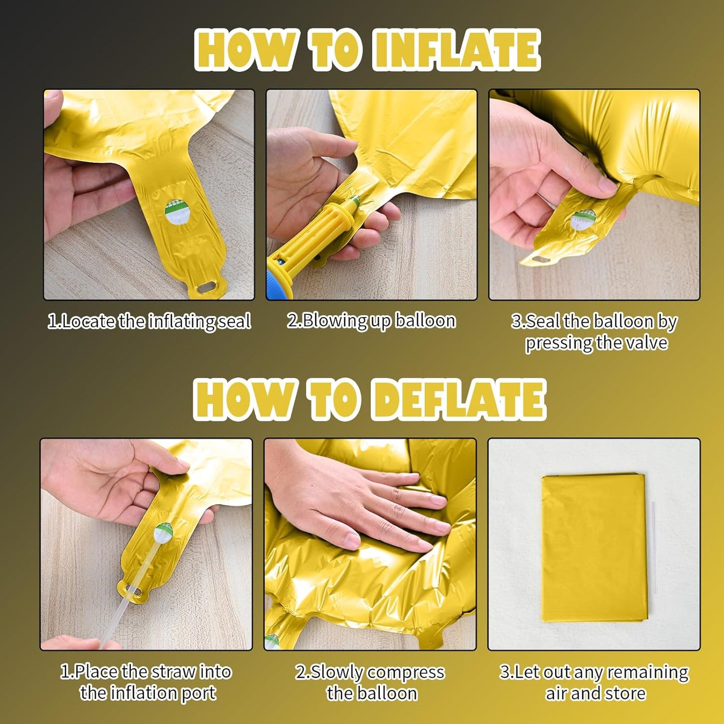 Black and Gold Star Balloons, 22in Large Star Balloons Foil 10in 4-Pointed & Pentagram Balloon for Graduation Retirement New Year Birthday Party Decorations