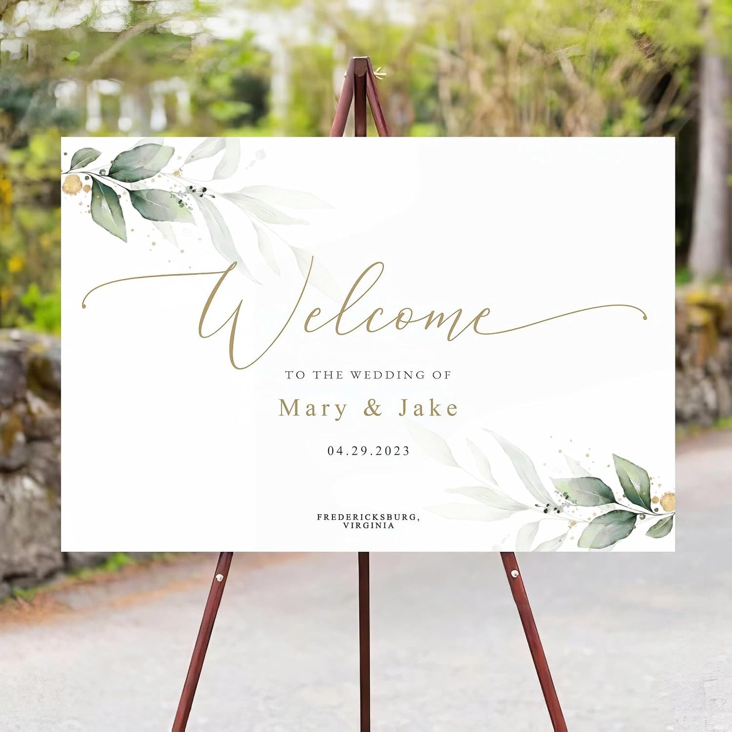 Boho Wedding Welcome Sign, Greenery Welcome to Our Wedding Sign, Eucalyptus Wedding Sign