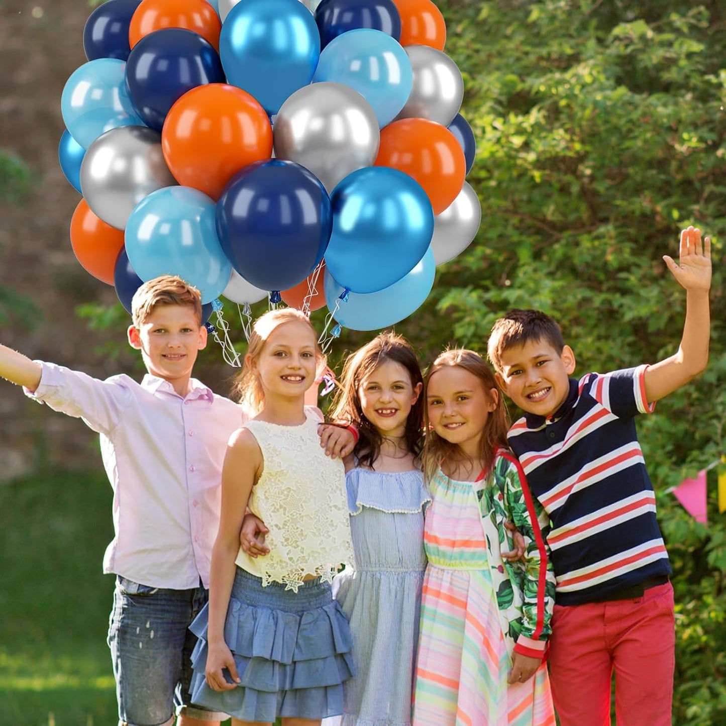 Paready Blue and Orange Balloons, 50 Pcs Astronaut Balloons with 12 Inch Navy Blue Metallic Blue Silver Latex Balloons Helium for Boys Men Outer Space Themed Birthday Baby Shower Party Decorations