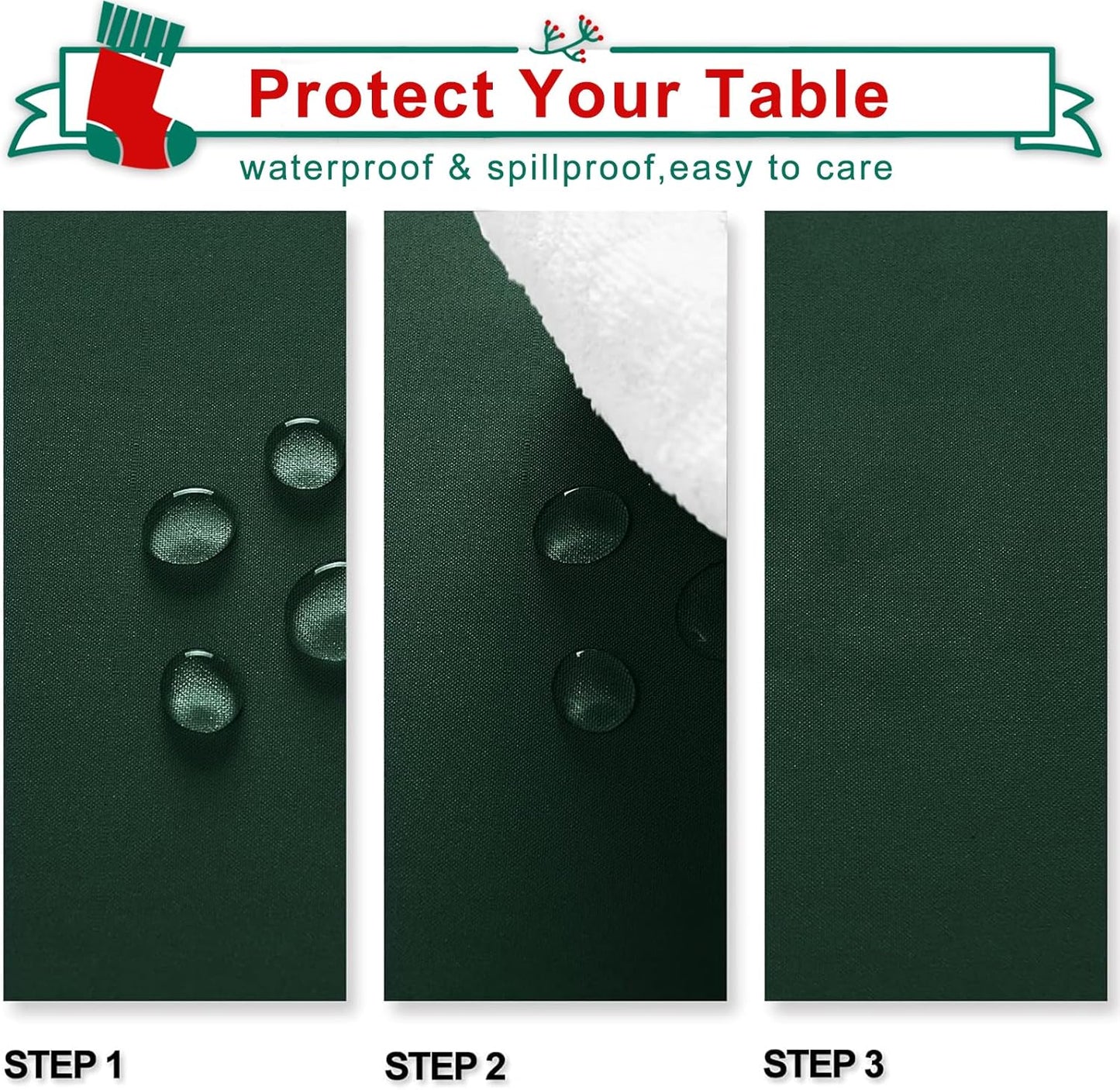 Hiasan Waterproof Tablecloth Rectangle - Washable Fabric Table Cloth for Dining Room Kitchen Birthday Party and Outdoor Use, Hunter Green, 54 x 108 Inch