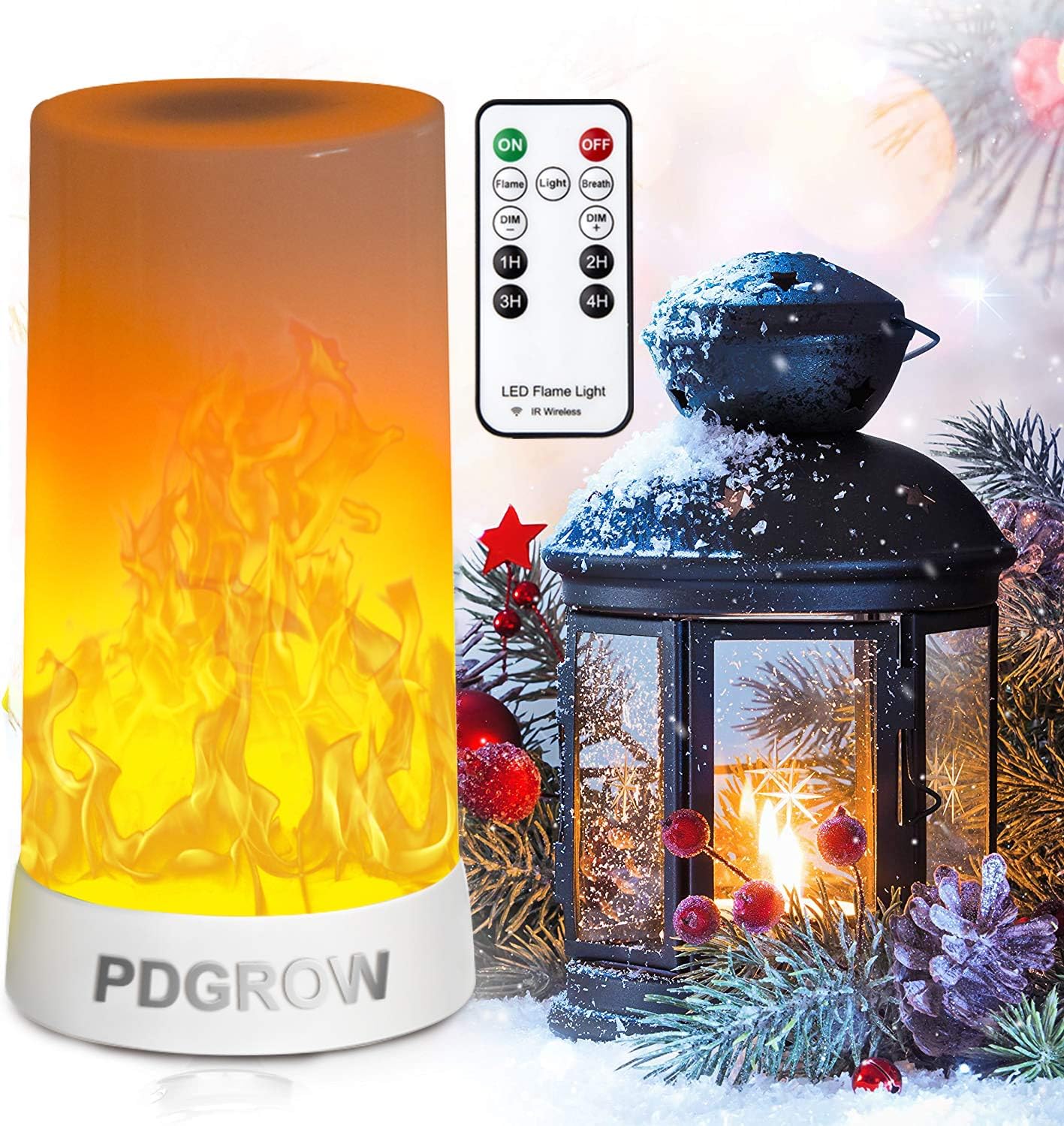 LED Flame Lights with Remote Timer, Flame Lamp 4 Modes USB Rechargeable Fire Lights Indoor Campfire Outdoor Decorative Lantern Hanging Lamps Fireplace Romantic Light for Home Party Camping Bar