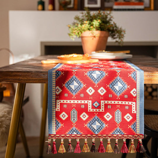 13×72 Inch Table Runner, Retro-Luxury Tassels Series for Kitchen Dining Table Holiday Decoration (Chipset)