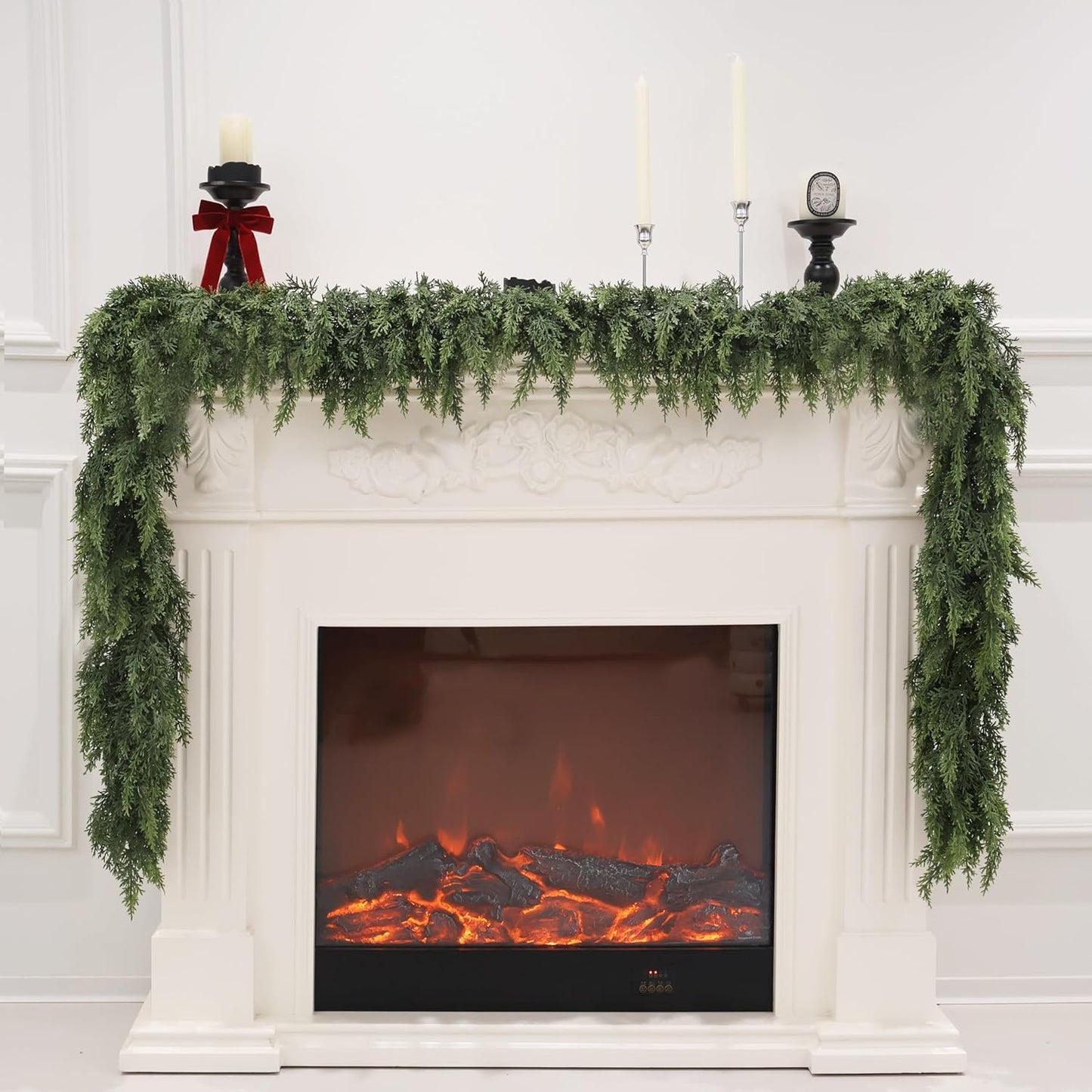 Artificial Cedar Garland for Christmas Decoration - Realistic Winter Greenery Garland for Mantel, Fireplace, Table, Door, Holiday Indoor Outdoor Decor 5FT