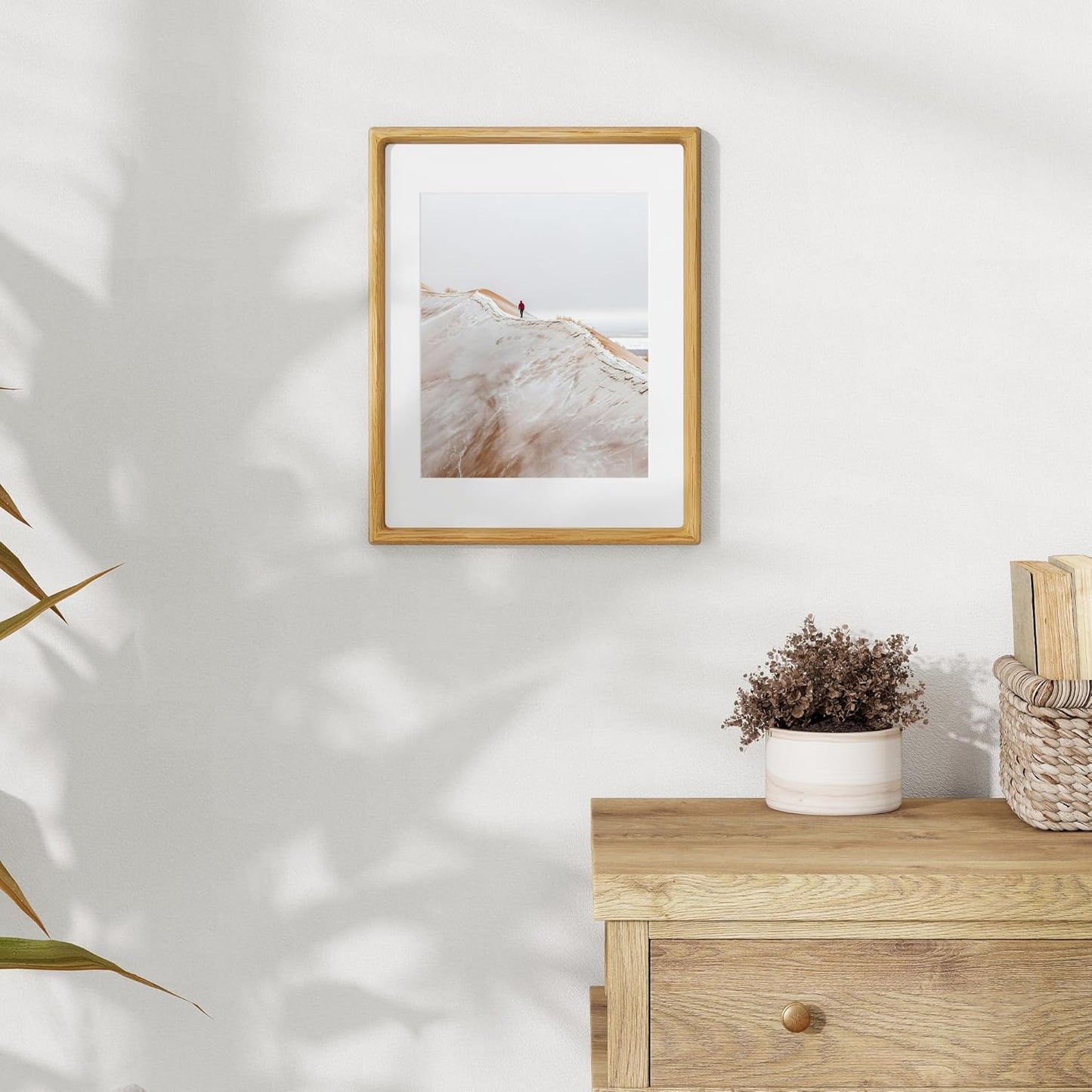 11x14 Wooden Picture Frames USA-Sourced Natural Oak Wood Solid Wood Photo Frame Handcrafted Rounded Corner with Mat to 8x10 Picture Frame Vintage Display with Real Glass Family Picture, Wedding Photo