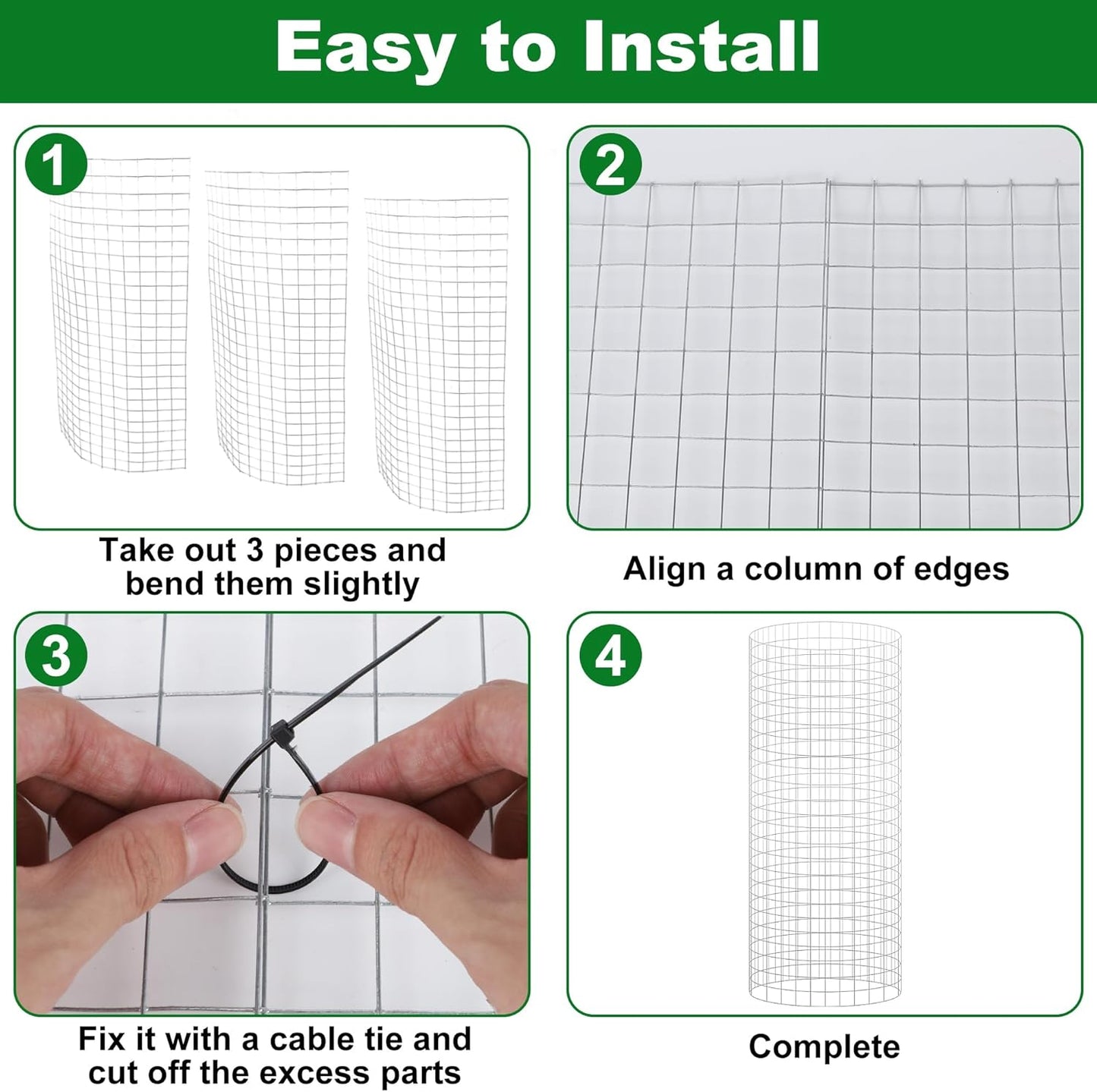 winemana 12 Set Garden Plant Protector Cage, 24x12 in Metal Wire Protectors for Plants, Protection Cages with Stakes & Nylon Ties, Animals Barrier to Keep Rabbit & Chicken Away from Flower Vegetables