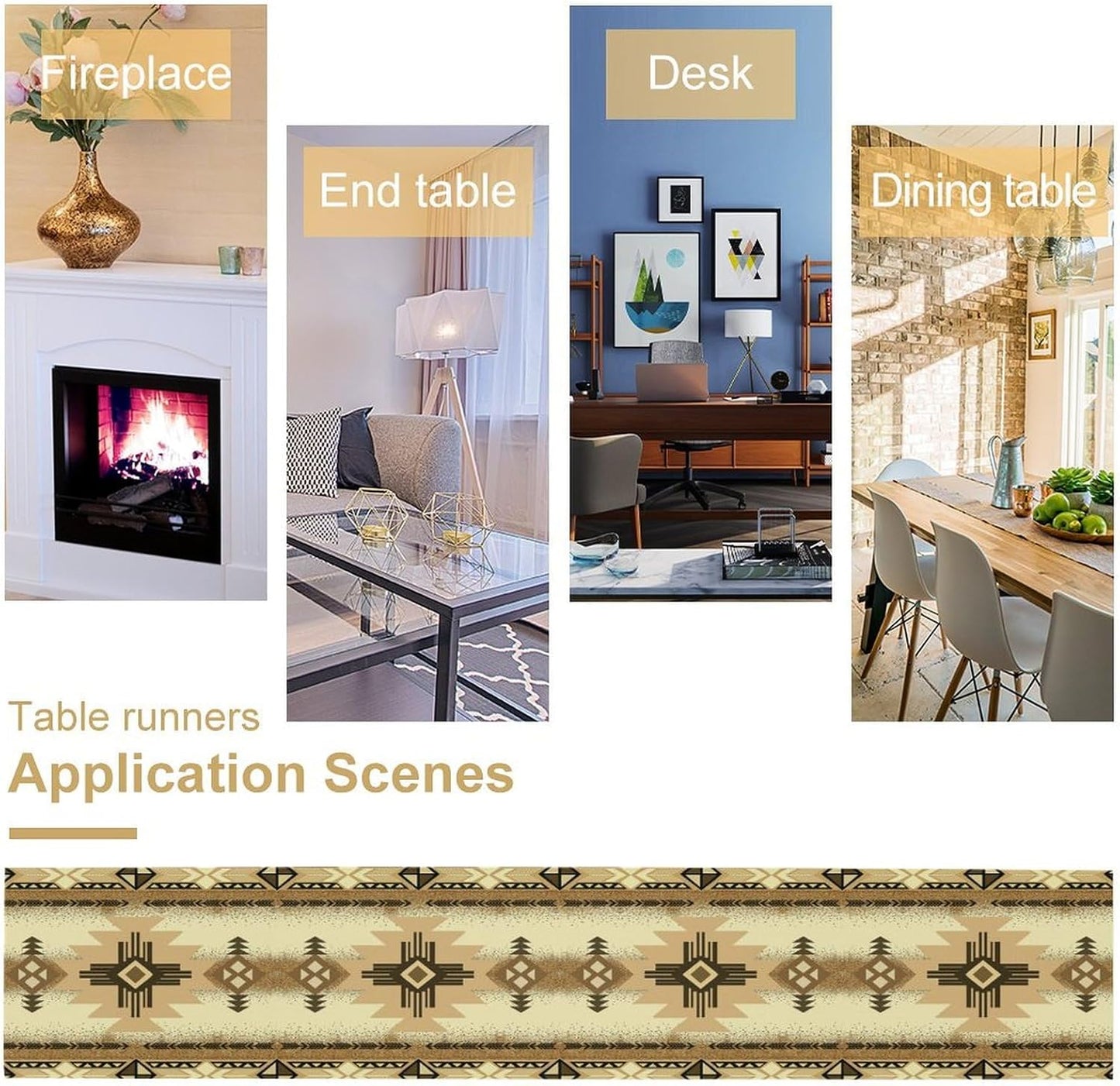 Aztec Table Runner Southwestern Ethnic Style Geometric Navajo Tribe Abstract Pattern Vintage Rustic Table Dinner Table Runner 13x60 Inch