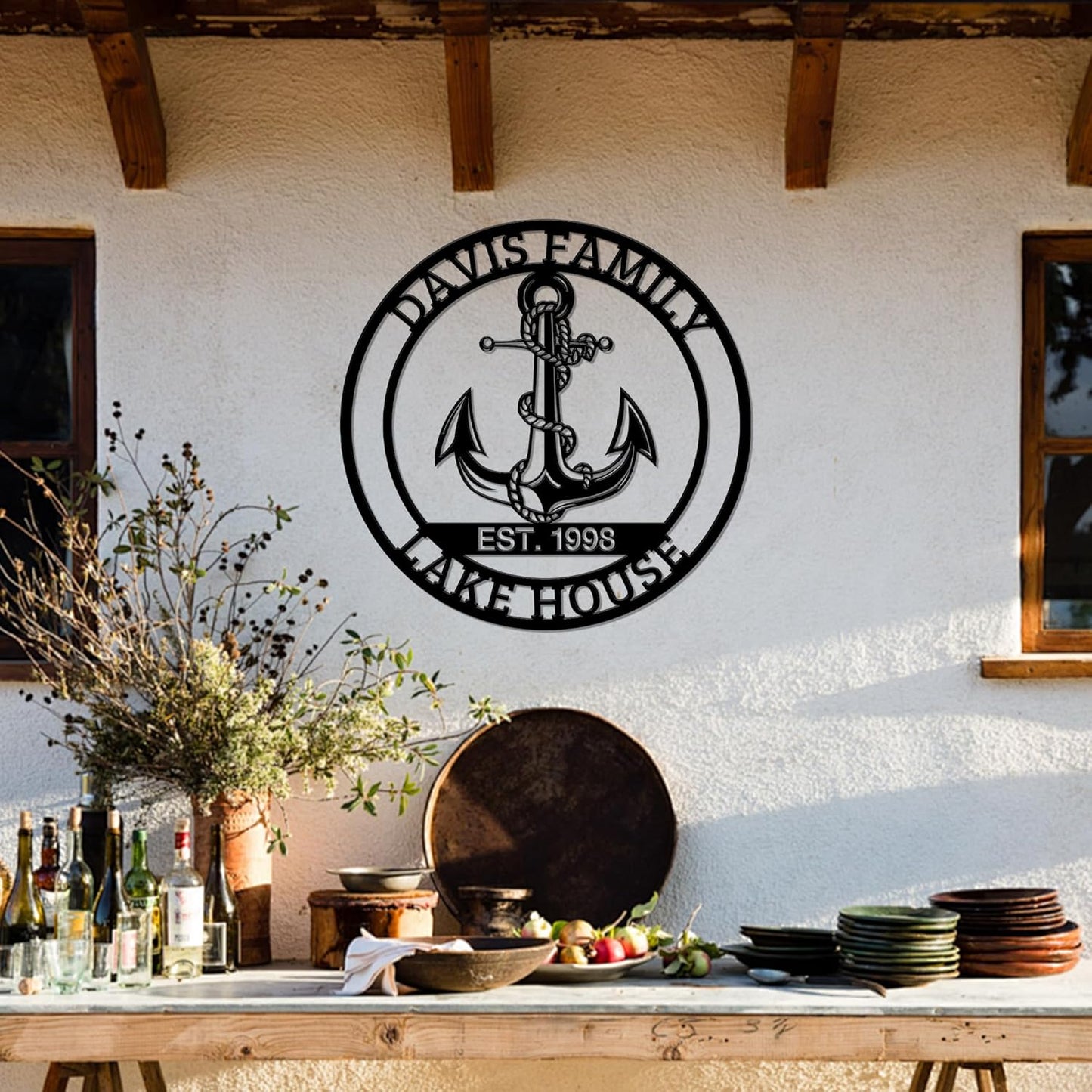 Personalized Metal Anchor Sign, Custom Family Last Name Sign, Nautical Outdoor Monogram Wall Art, Coastal Beach House, Lake House Decor, Housewarming Christmas Wedding Gifts