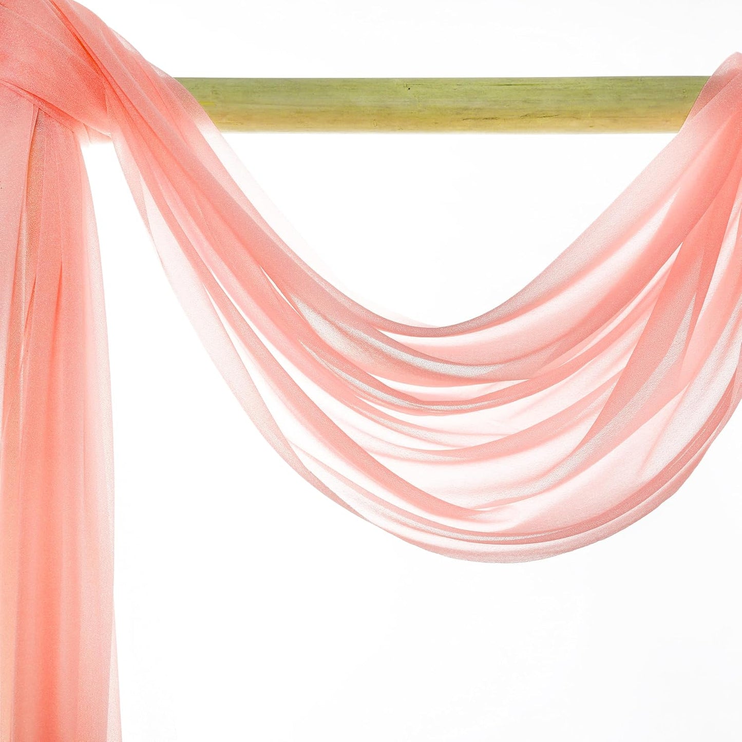 VDS Pack of 2 Panel (30 Inch X 100 Feet) Wedding Arch Draping Fabric Sheer Chiffon Fabric Drapery for Wedding Ceremony Reception Swag Backdrop Canopy Chuppah ARBO Altars Decoration (Peach)