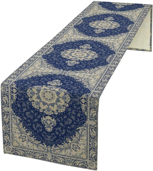 Boho Bohemia Style Dark Blue Table Runner, Country Rustic Farmhouse Magical Abstract Print Pattern for Home Kitchen Table Decor Dining Coffee Room Garden Party Decor 13x72in