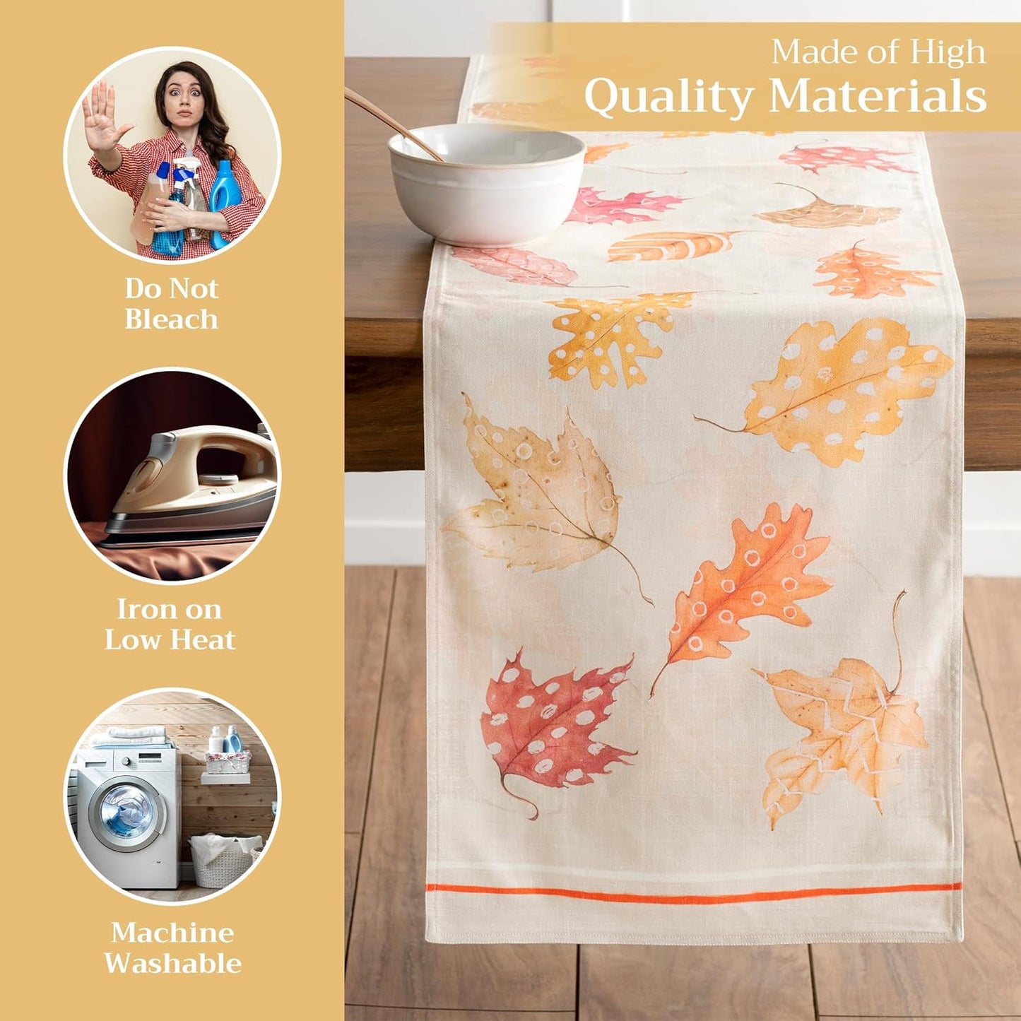 Maison d' Hermine Table Runner 100% Cotton Double Layer Table Runners 108 inches Long for Thanksgiving Christmas Decorations Home Kitchen Dining Party Wedding (Colours of Autumn, 14.5" x 108")