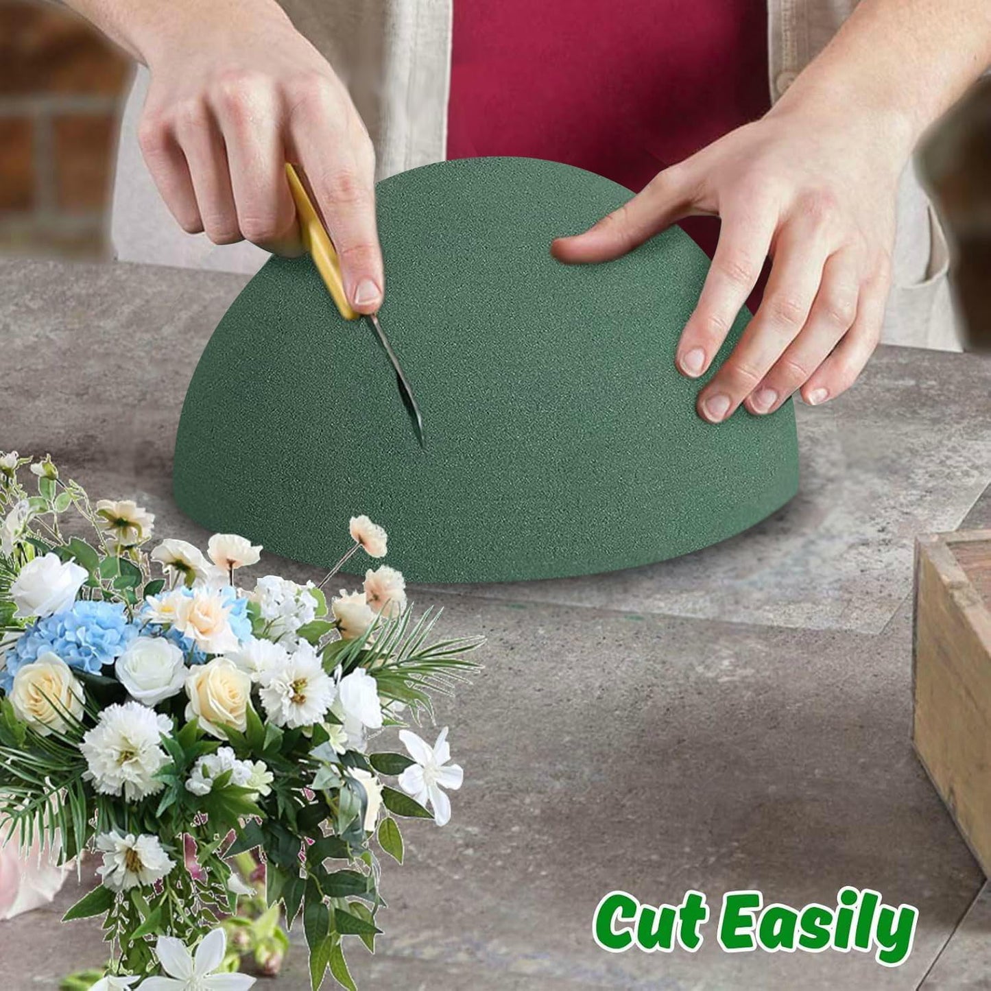 LOKIPA Floral Foam Round, 4 Pack Floral Dry Foam Half Ball for Artificial Plant Floral Arrangement and Wedding and Garden Decorations(5.51x2.76inch)