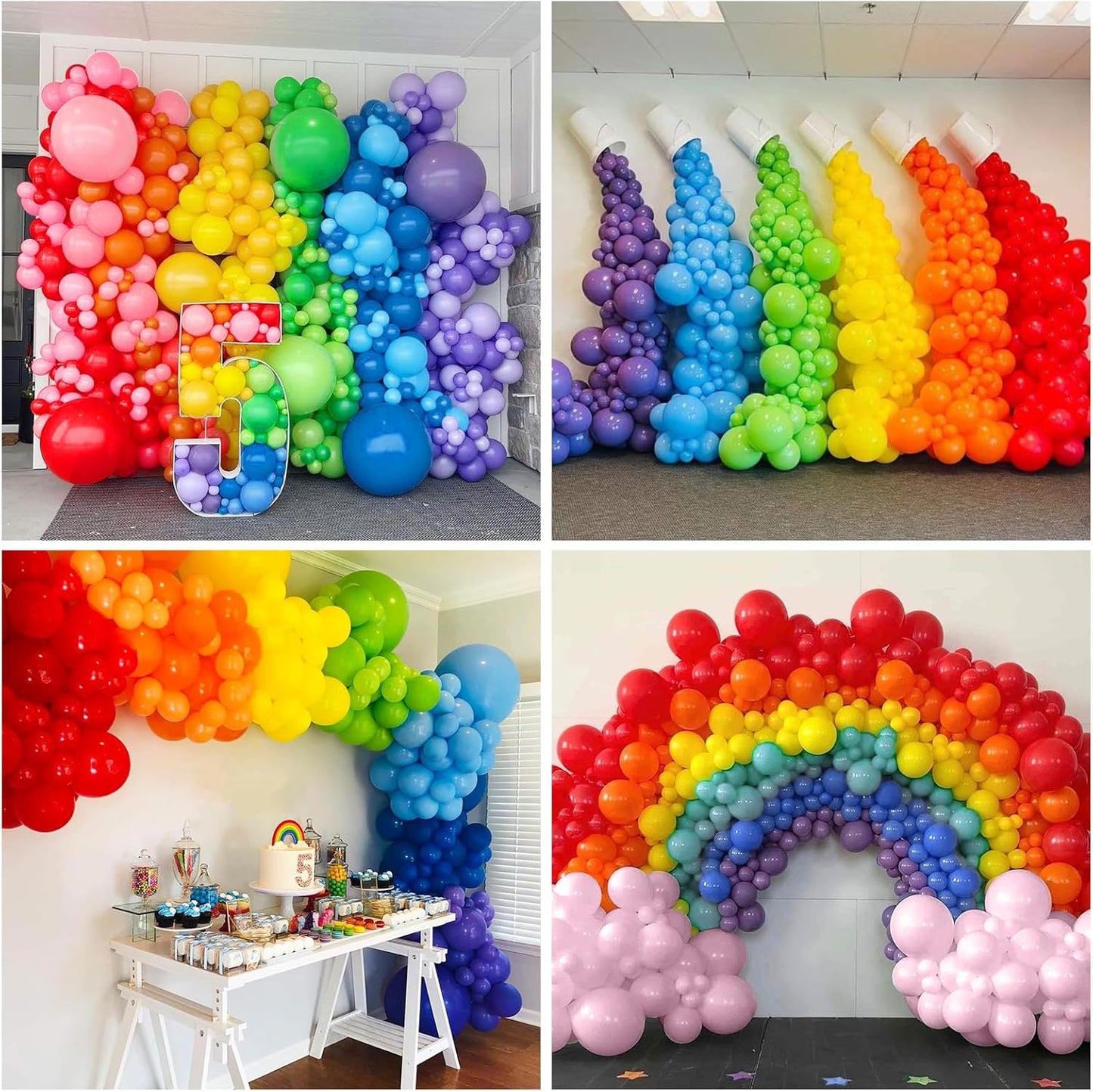 Colorful Balloons Rainbow Assorted Colors Balloons Set 12Inch Red Blue Yellow Green Pink Purple Orange Latex Party Balloon with Multicolor Confetti Balloon for Birthday Carnival Party Decorations