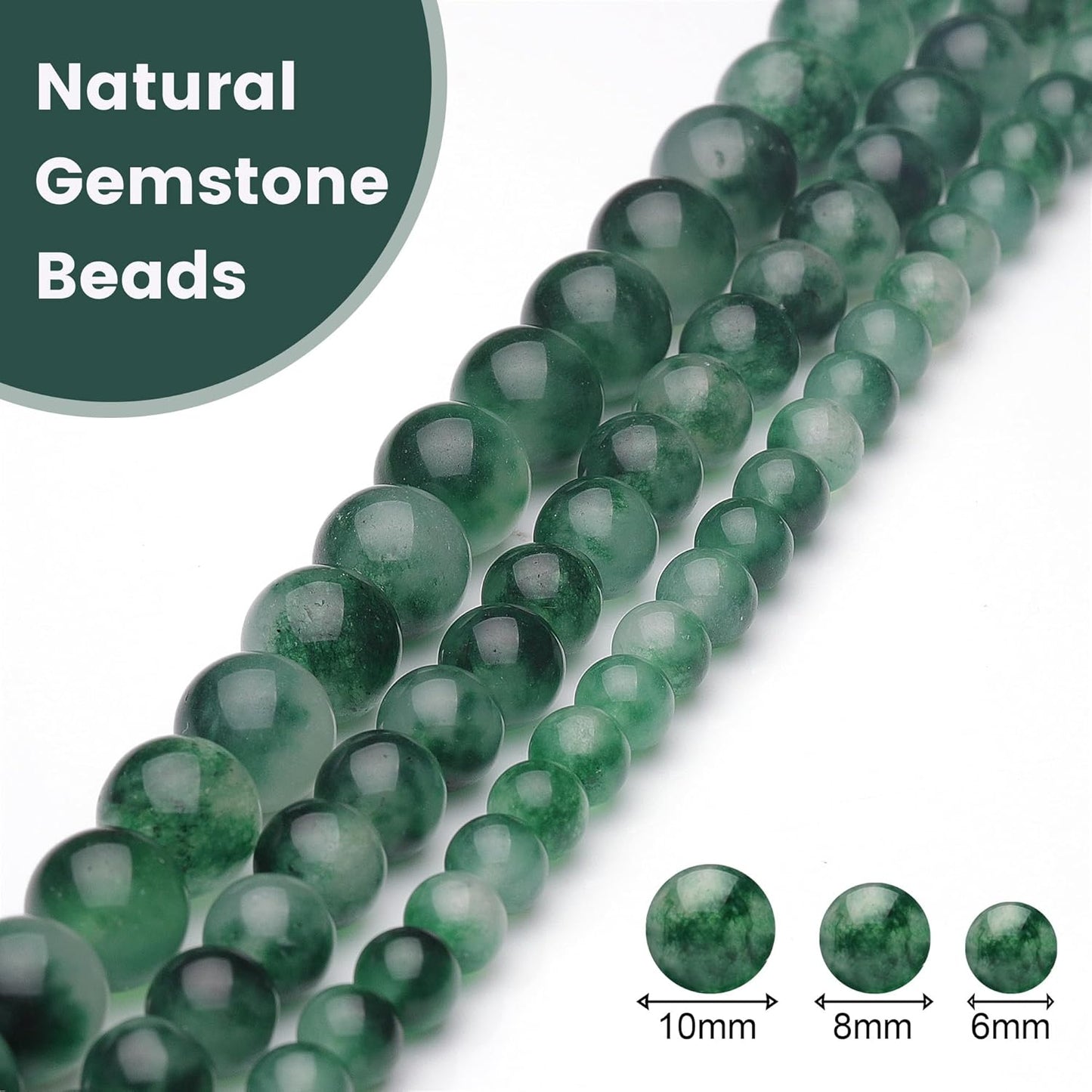 10mm Natural Stone Beads for Jewelry Making,Flower Jade Polished Smooth Round Gemstone Beads for Bracelet Necklace 15 Inch