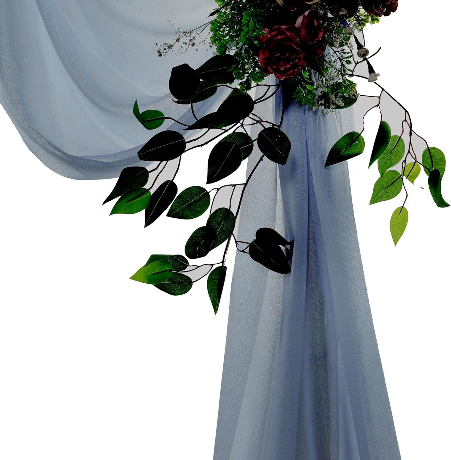 VDS Pack of 2 Panel (30 Inch X 30 Feet) Wedding Arch Draping Fabric Sheer Chiffon Fabric Drapery for Wedding Ceremony Reception Swag Backdrop Canopy Chuppah ARBO Altars Decoration (Dusty Blue)