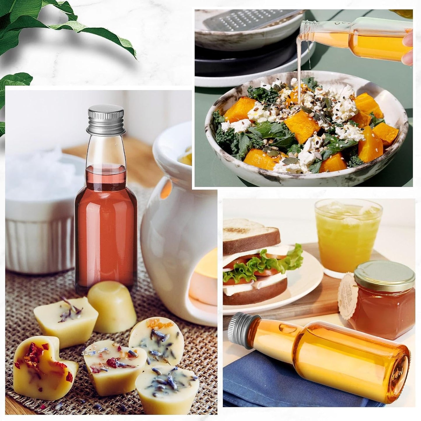 120 Pcs Mini Liquor Bottles Airtight Shot Miniature Empty Plastic Alcohol Spirit Shot Bottles with Funnels for Party Favors, Weddings(2 oz,Gold)