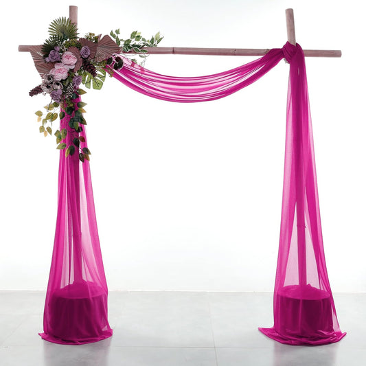 VDS Pack of 1 Panel (30 Inch X 100 Feet) Wedding Arch Draping Fabric Sheer Chiffon Fabric Drapery for Wedding Ceremony Reception Swag Backdrop Canopy Chuppah ARBO Altars Decoration (Magenta)