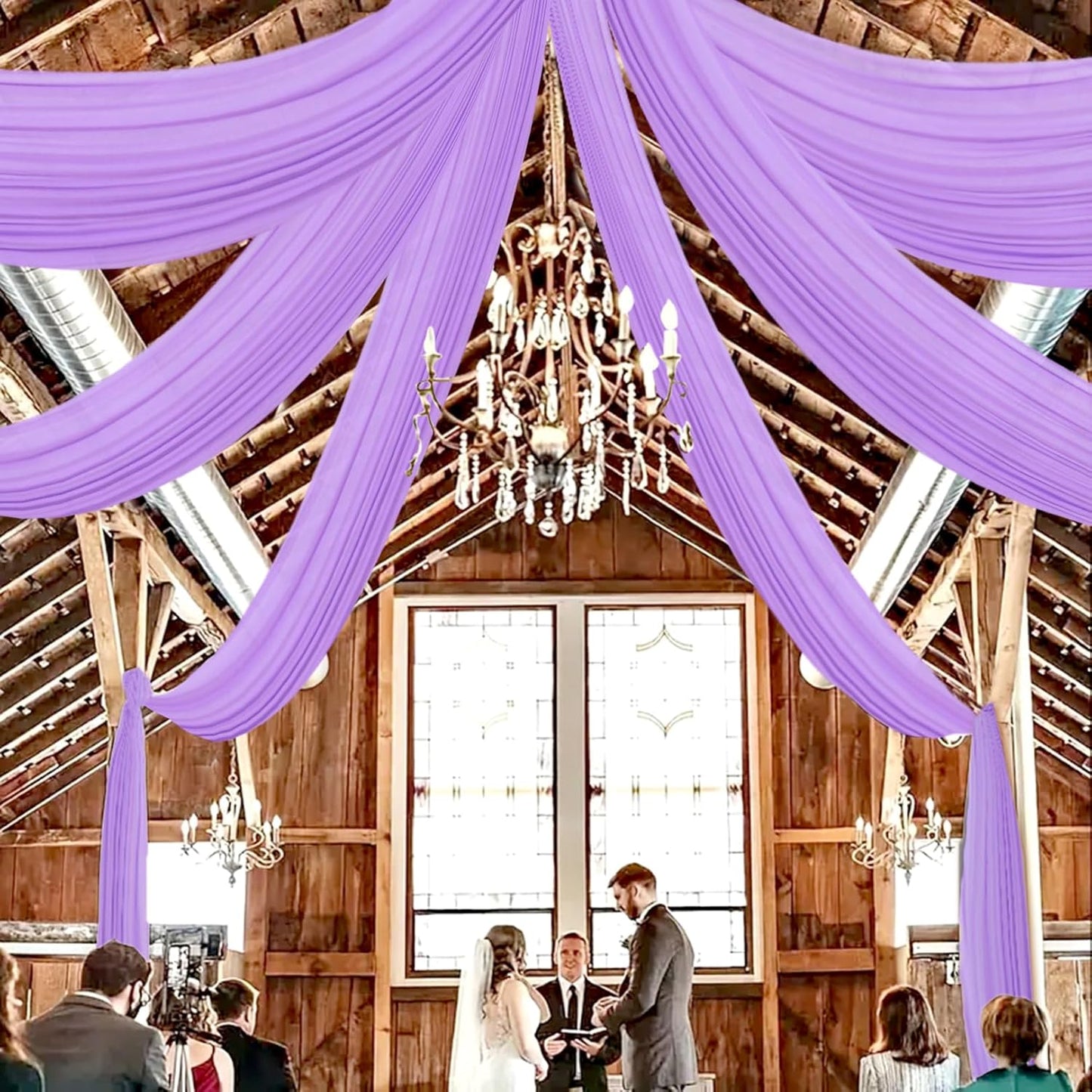 DUOBAO Lavender 5x20ft Chiffon Drapes | Elegant Sheer Wedding Backdrop Curtains | Perfect for Tent, Banquet Hall, and Photography