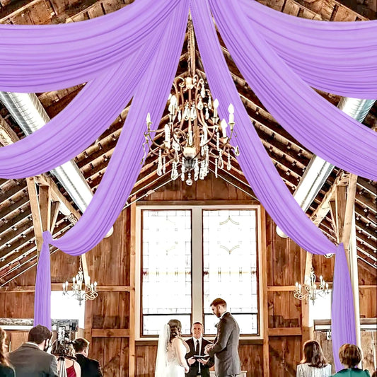 DUOBAO Lavender 5x20ft Chiffon Drapes | Elegant Sheer Wedding Backdrop Curtains | Perfect for Tent, Banquet Hall, and Photography