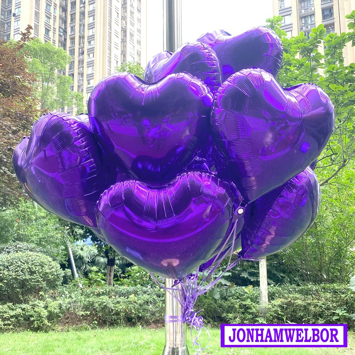 Jonhamwelbor 20Pcs 18 inch Purple Foil Mylar Heart Shape Balloons Decorations Valentines Birthday Wedding Baby Shower Party (Purple)
