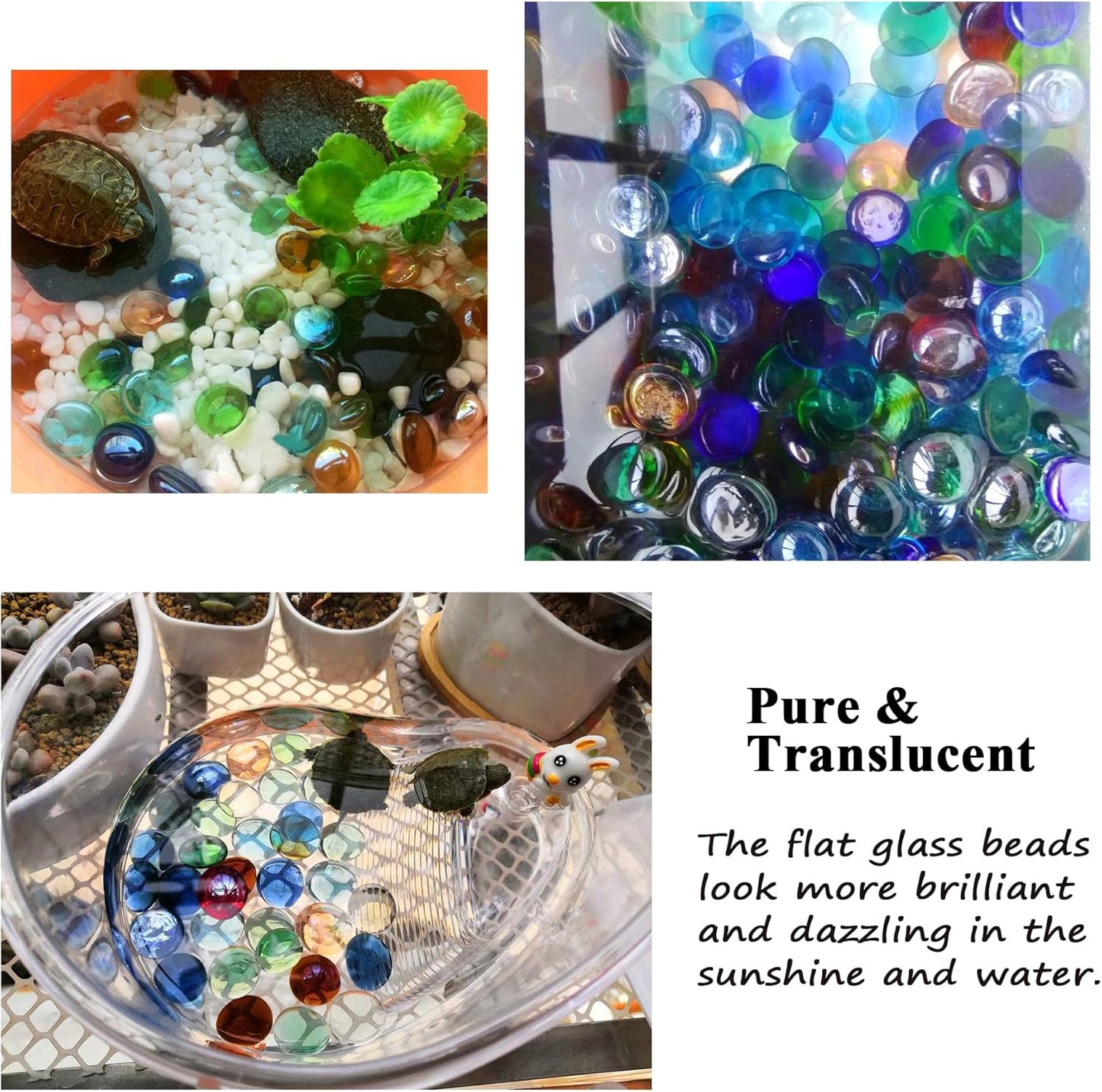 KINGOU Flat Glass Gems/Marbles/Stones/Beads for Vase Filler, Table Scatter, Games - 1 Lbs (17-19mm, Approx. 3/4")- Aqua Blue