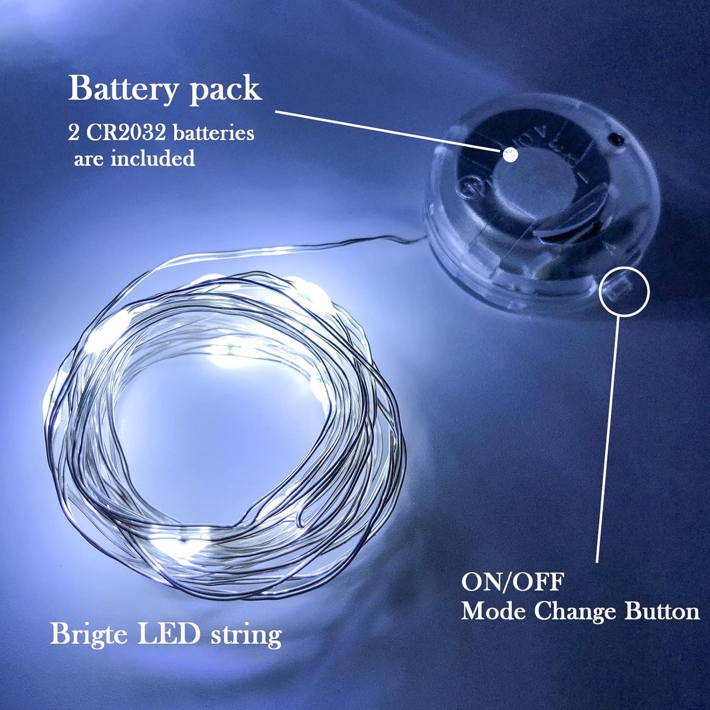 Twinkle Fairy Lights Battery Powered 3 Modes with Timer Firefly Lights 20 LED on 7.2feet Silvery Copper Wire for DIY Wedding Party Christmas Halloween Centerpiece Decorations 15 Pack (Cool White)