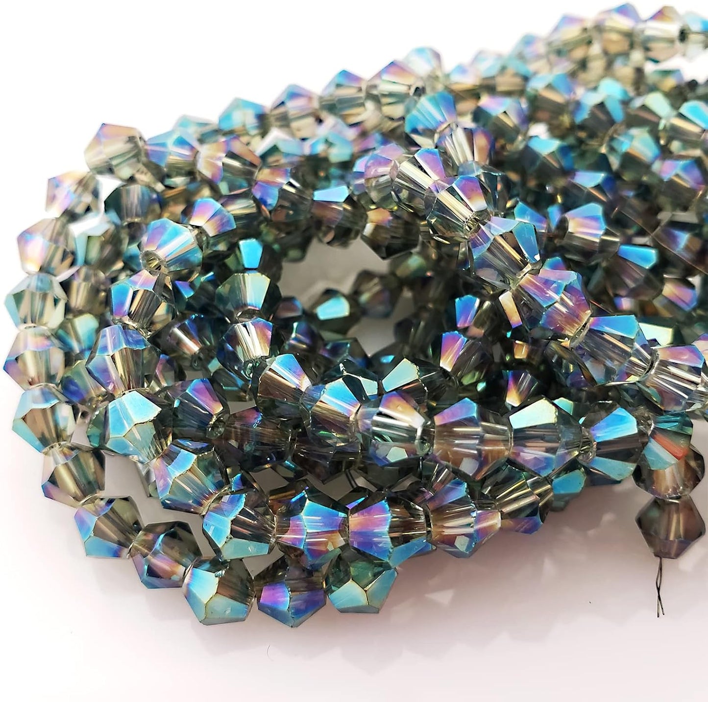 6mm Bicone 450Pcs Clear Green Crystal Glass Beads Faceted Bicone Shape Crystal Glass Spacer Beads for Bracelet Necklace Decorative Hand Jewelry Making (Clear Green, 6MM)