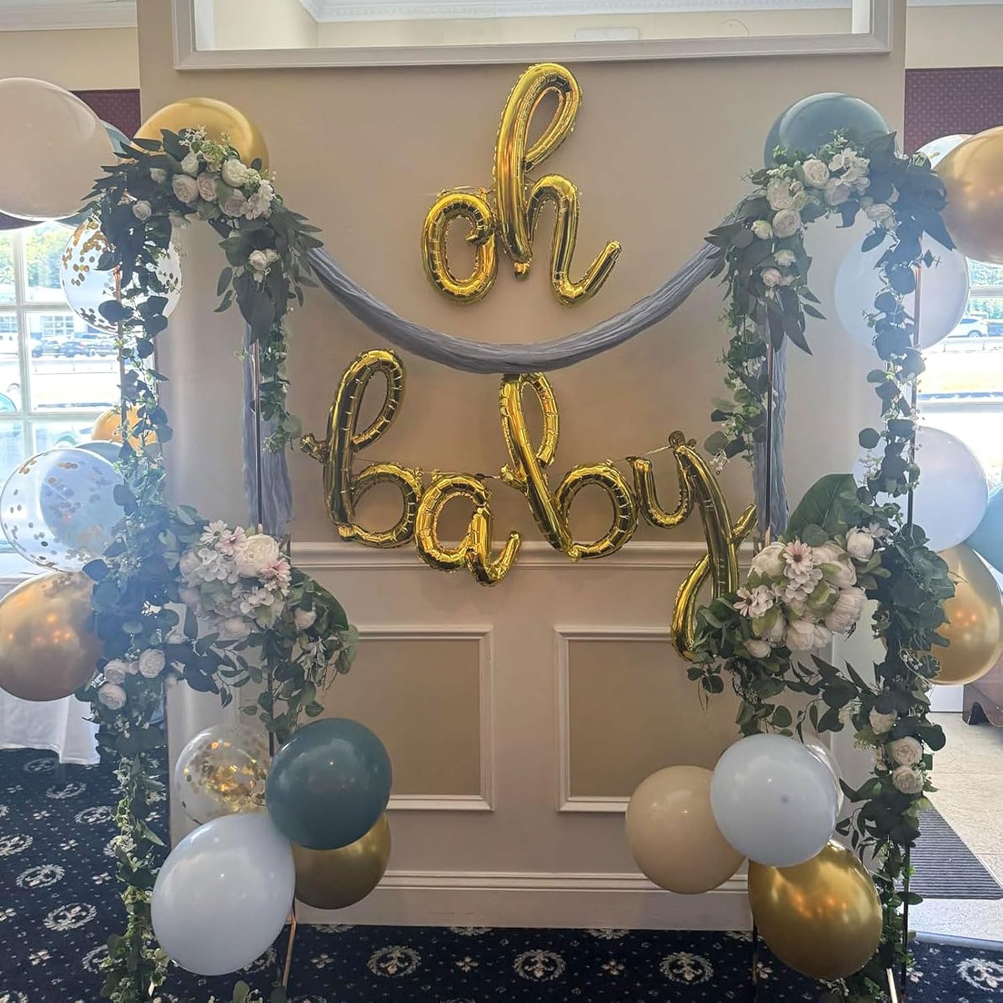 Togvu Dusty Blue Balloon Set, 60 Packs 12 Inches Metallic Chrome Gold Macaron Ocean White Sand Confetti Balloons for Boho Baby Shower Wedding Boy Birthday Graduation Decoration QQ-5023