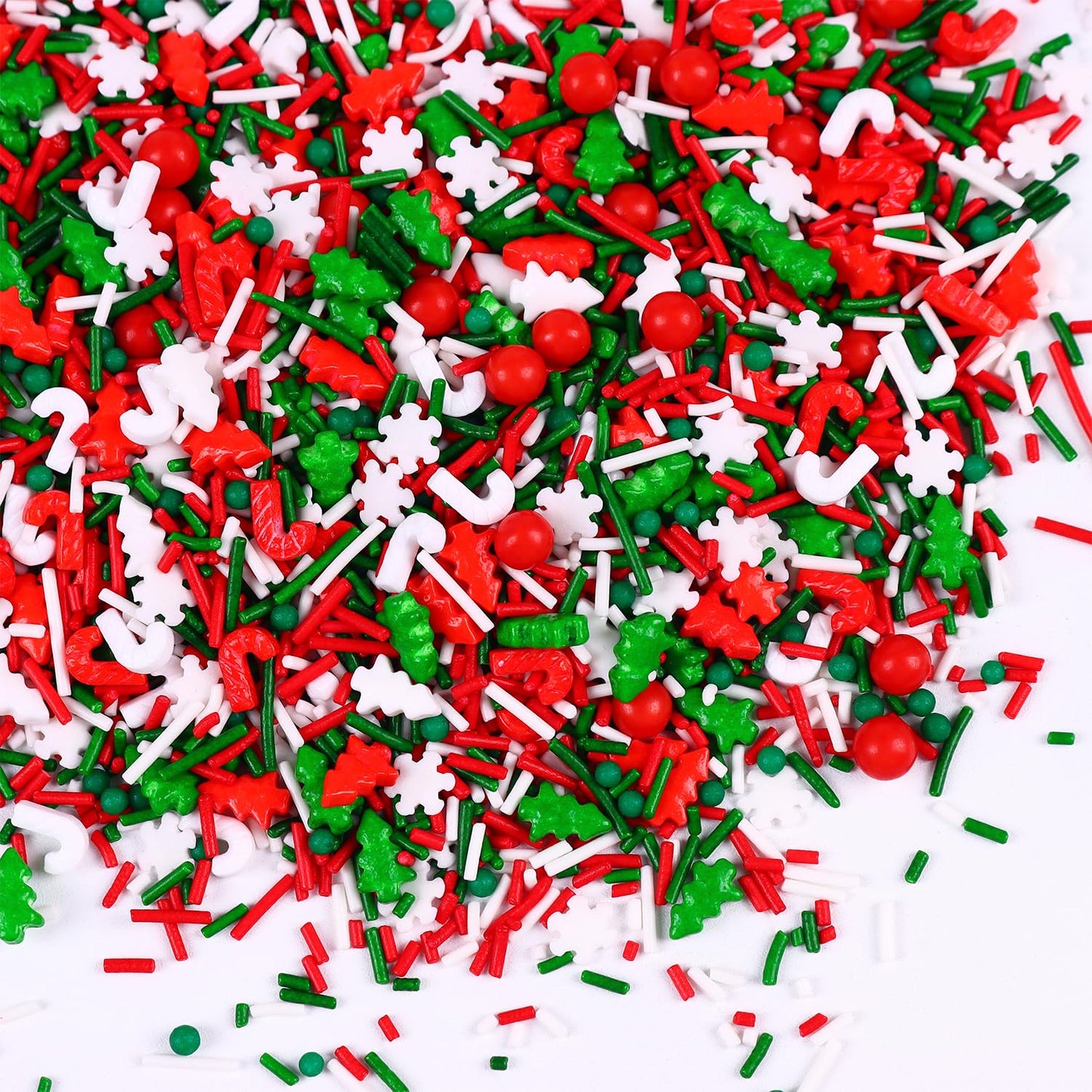 Edible Christmas Sprinkles for Cookies, Red and Green Sprinkle, Christmas Jimmies Sprinkles, Tree Candy Sprinkle for Cupcakes, Cake, Macaron, Cookies, and Cakecicles(120g/4.23oz)