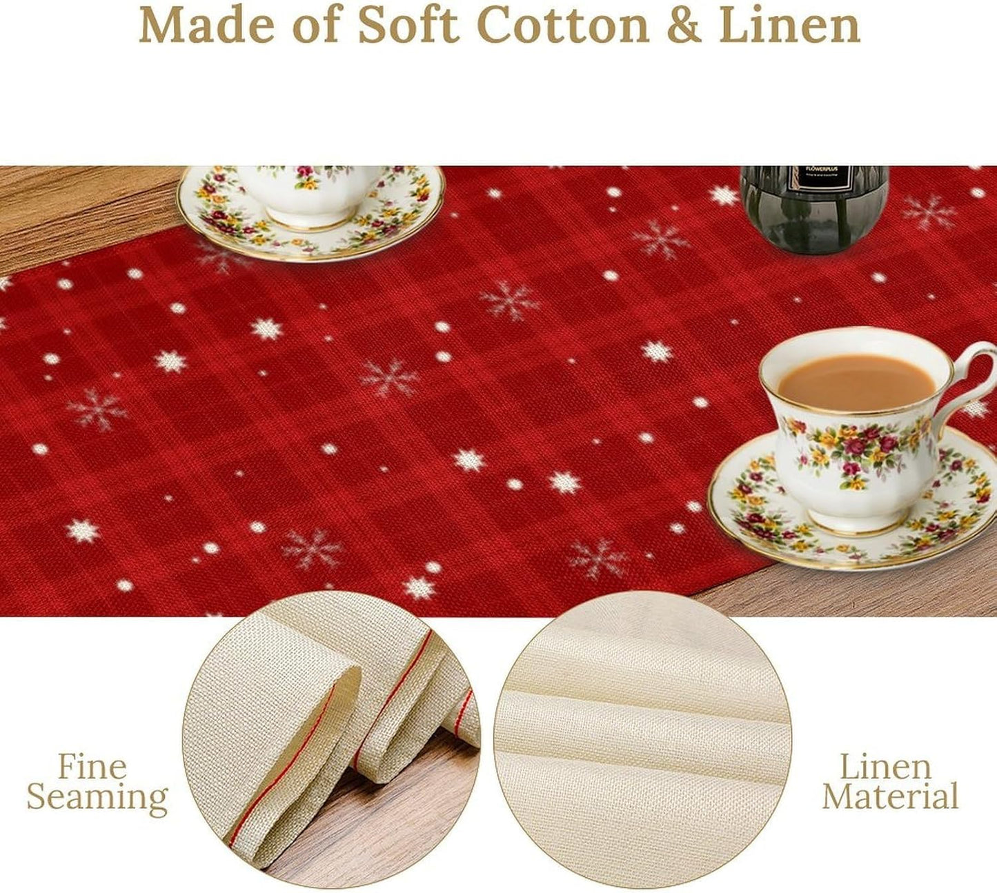 Christmas Table Runner,Christmas Snowman Snowflakes Winter Seasonal Table Cloth Kitchen Dining Table Decoration for Home Party Decor 13x36 Inch