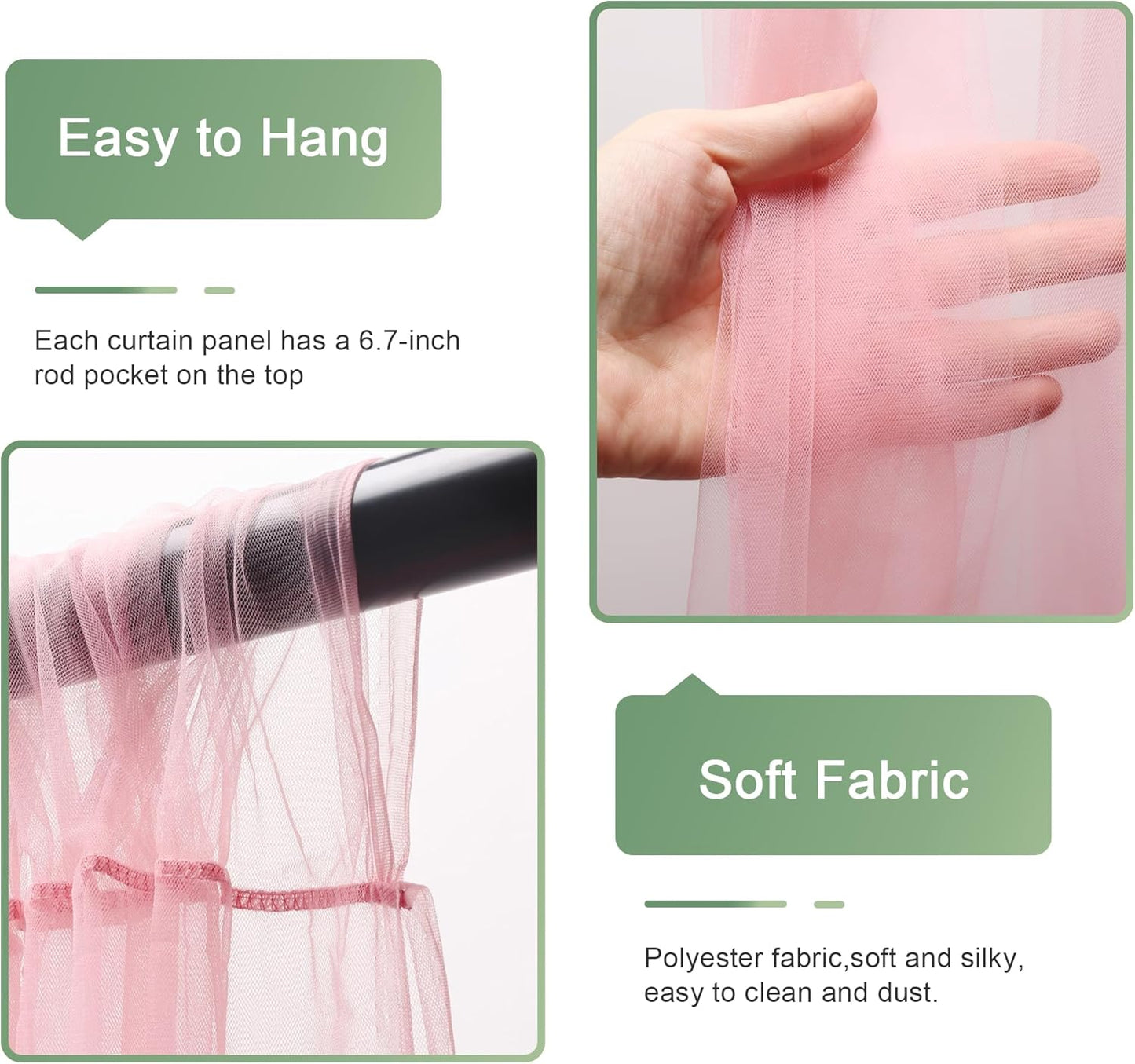 Tulle Backdrop Curtain with Lights String 10FT X 10FT Pink Sheer Tulle Backdrop Curtains for Wedding Birthday Party Reception Photo Booth Background Decorations (2 Panels 5x10FT)