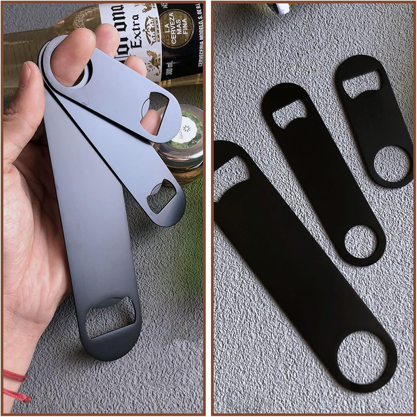 100 Pack Flat Beer Bottle Opener 3.5 inch Stainless Steel Flat Bottle Opener Black Beer Bottle Openers for Bartender Kitchen Bar Restaurant (3.5 Inch)