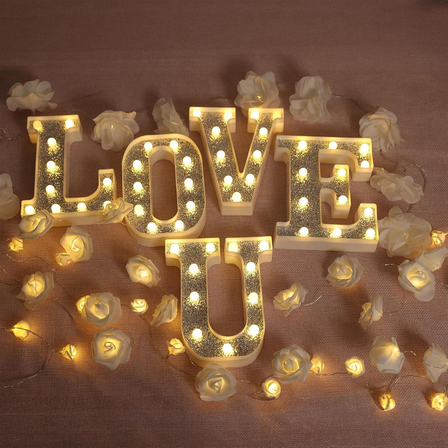 Light Up Letters Marquee Signs for Decorations - Glitter Letters & Numbers, Alphabet & Number P