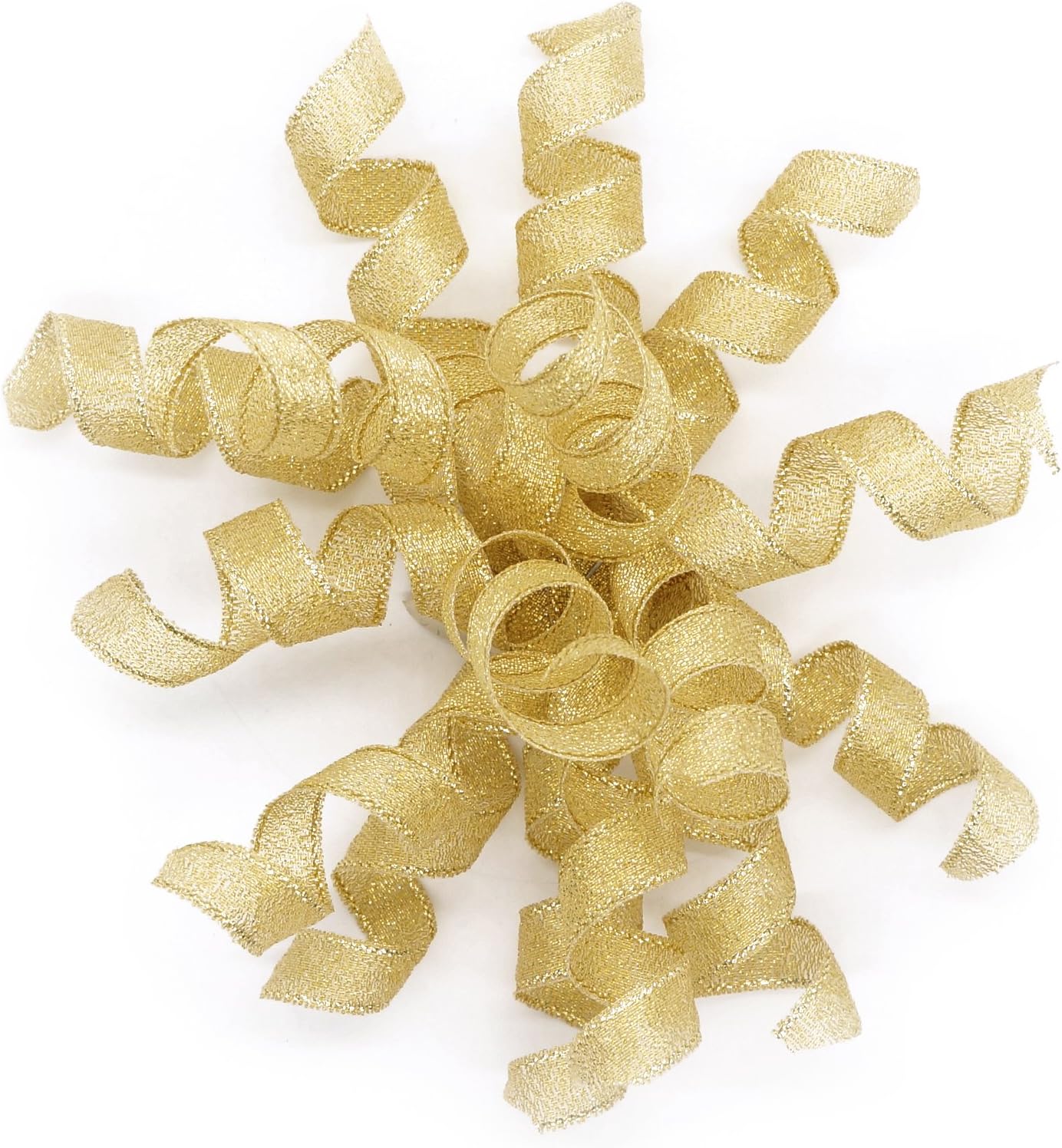 CT CRAFT LLC Gold Metallic Burst Curly Ribbon Bow 4" Wide x 6 Counts Gift Wrapping Pre-Tied Self-Adhesive Tab for Birthday Present Box Wine Bottle Baby Shower Party Christmas Hanukah