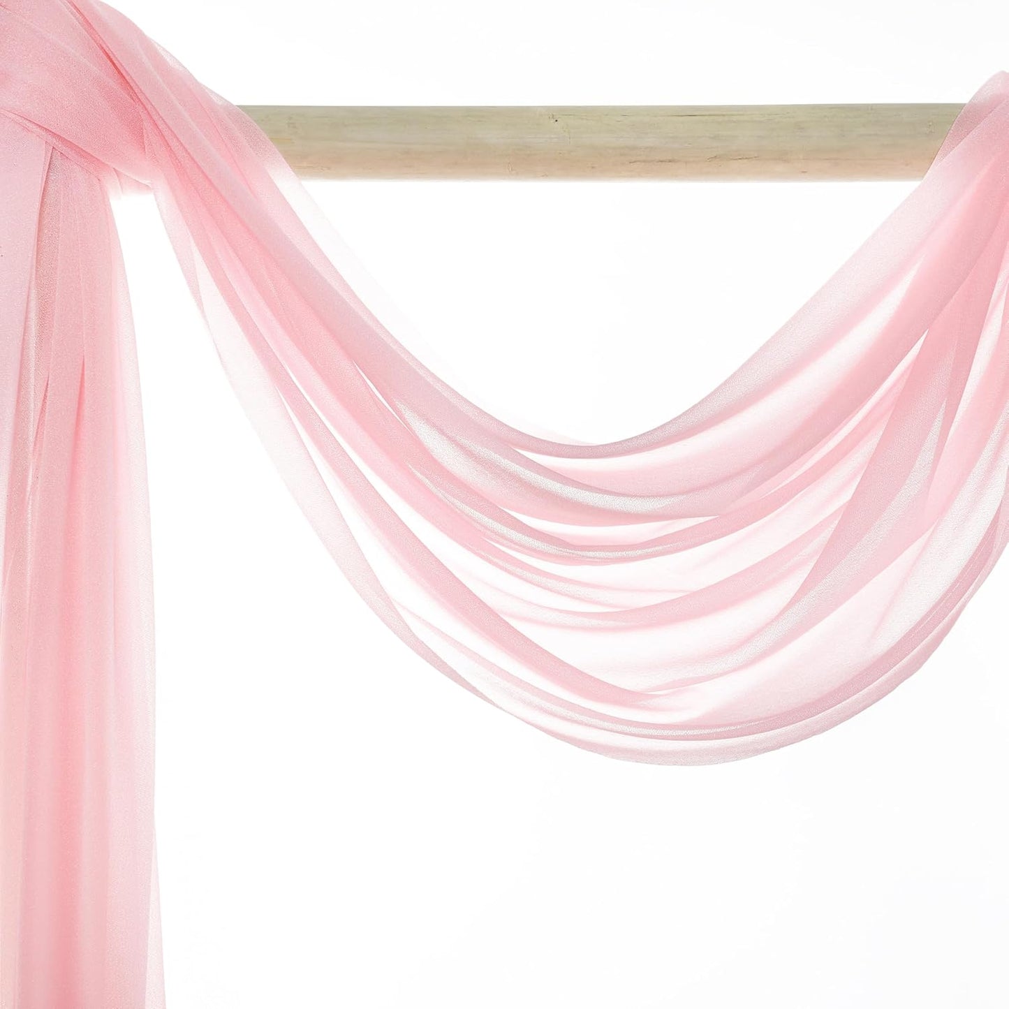 VDS Pack of 2 Panel (30 Inch X 40 Feet) Wedding Arch Draping Fabric Sheer Chiffon Fabric Drapery for Wedding Ceremony Reception Swag Backdrop Canopy Chuppah ARBO Altars Decoration (Blush Pink)