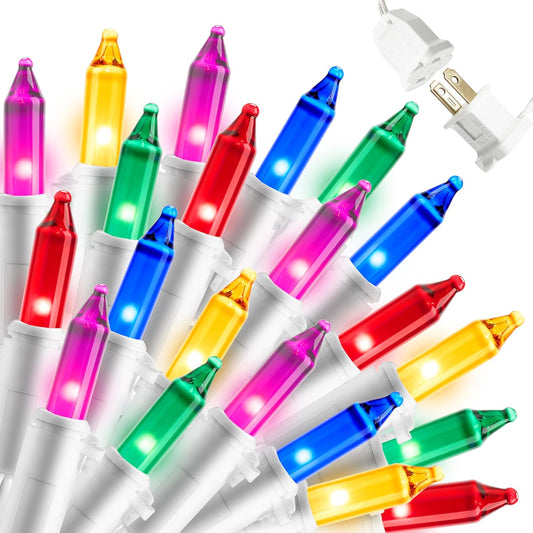 Joiedomi Christmas String Lights Indoor,200(2x100) Mini Multicolor Light with 42.8 FT White Wire,Lighting Decor for Patio Dorm Classroom Bedroom Holiday Wedding Party Garland Birthday Festival