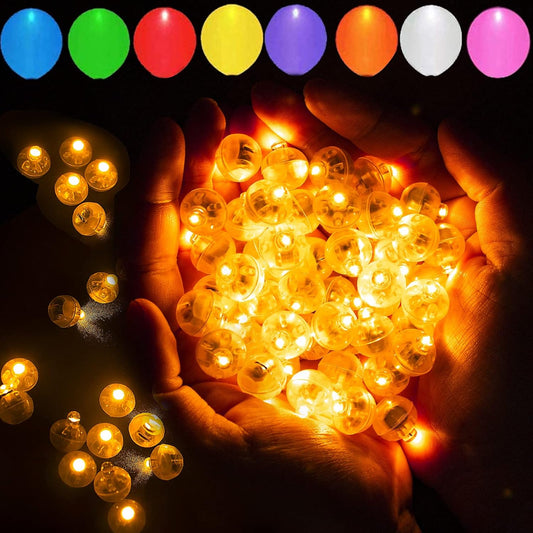 50pcs LED Orange Balloon Light Mini Tiny LED Light, Small Round Led Ball Lamp for Paper Lantern Indoor Outdoor Fun Birthday Event Halloween Christmas Party Wedding Decoration Supplies