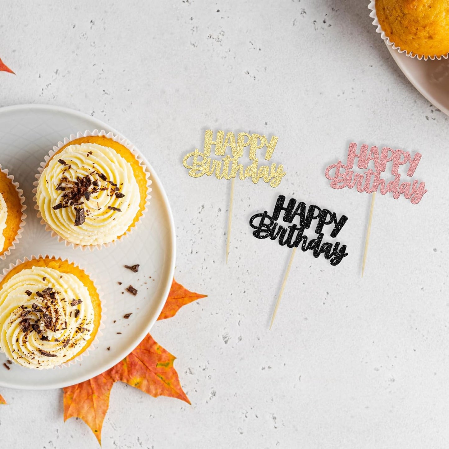 Gyufise 36Pcs Happy Birthday Cupcake Toppers & Picks - Baby Shower & Anniversary Party Supplies