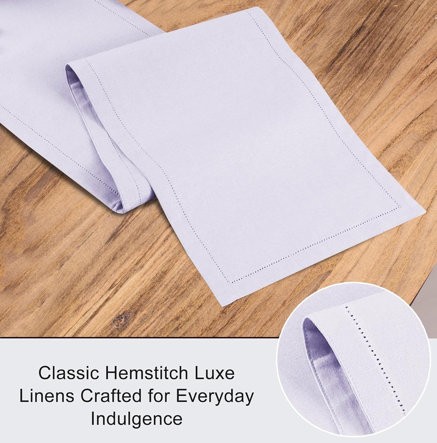 Ruvanti Linen Table Runner 108 Inches, Classic Hemstitch, Washable, Reusable, Non-Slipping, Stain Resistant- Perfect for Parties, Weddings, dinners, Thanksgiving, Christmas, Indoor use – Lavender Grey