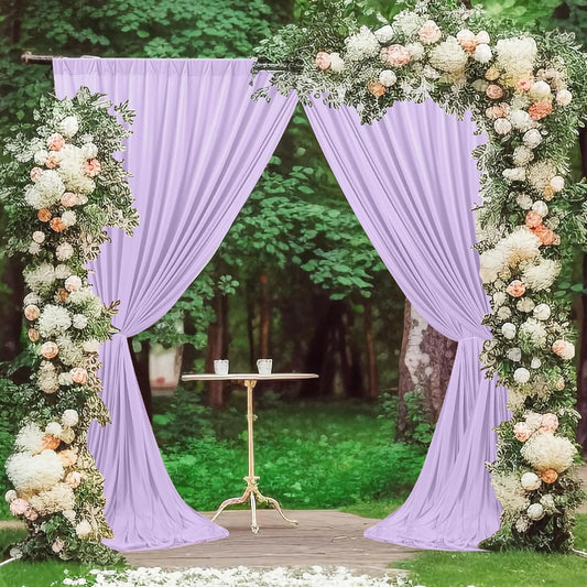 MEETSKY Lavender Backdrop Curtain for Parties Wedding Light Purple Background Curtains Backdrop Rod Pocket Drapes Fabric Decoration for Birthday Gril Party Baby Shower Photoshoot, 5ft x 7ft, 2 Panels
