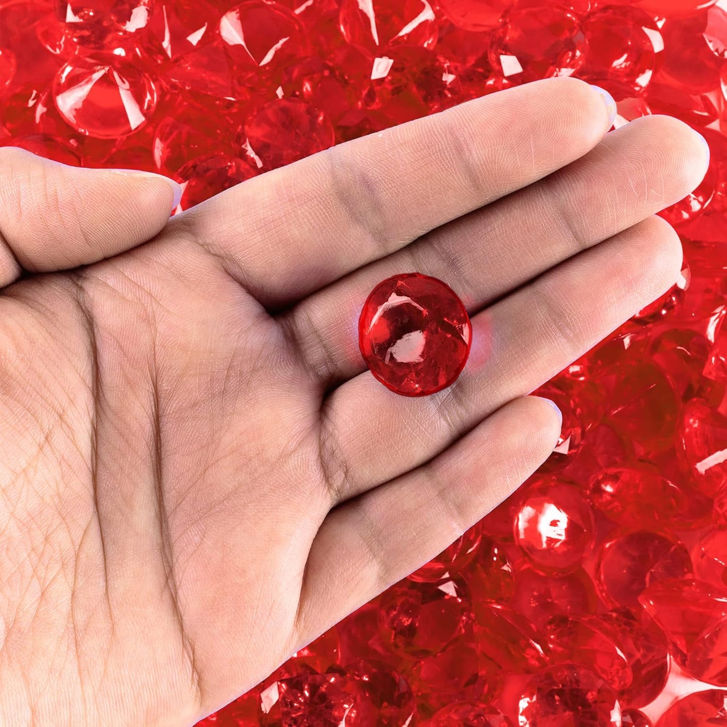 Super Z Outlet Acrylic Color Faux Round Diamond Crystals Treasure Gems for Table Scatters, Vase Fillers, Event, Wedding, Birthday Decoration Favor, Arts & Crafts (1 Pound, 240 Pieces) (Red)