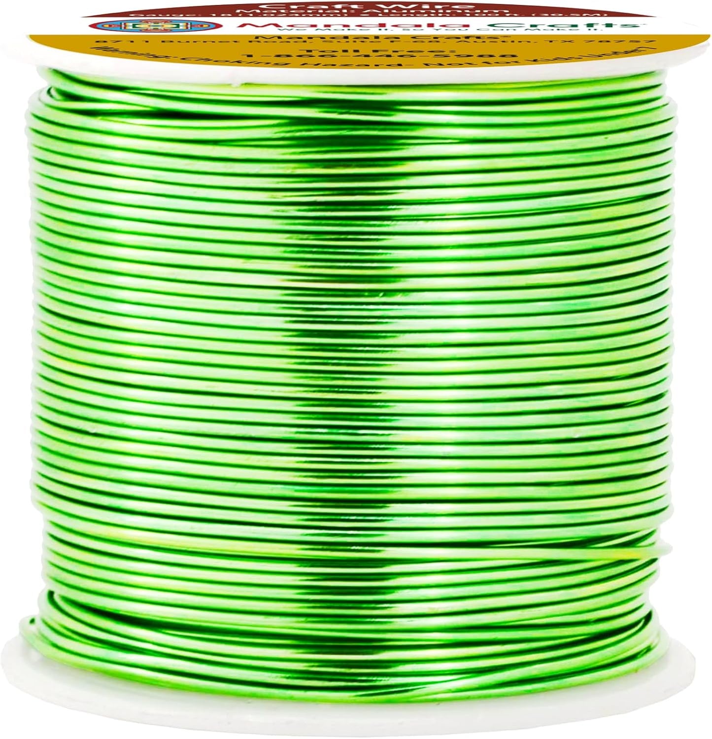 Mandala Crafts 18 Gauge Anodized Aluminum Craft Wire for Jewelry Making - 100 FT Colored Flexible Light Green Wire - Bendable for Bonsai Armature Crafting Sculpting