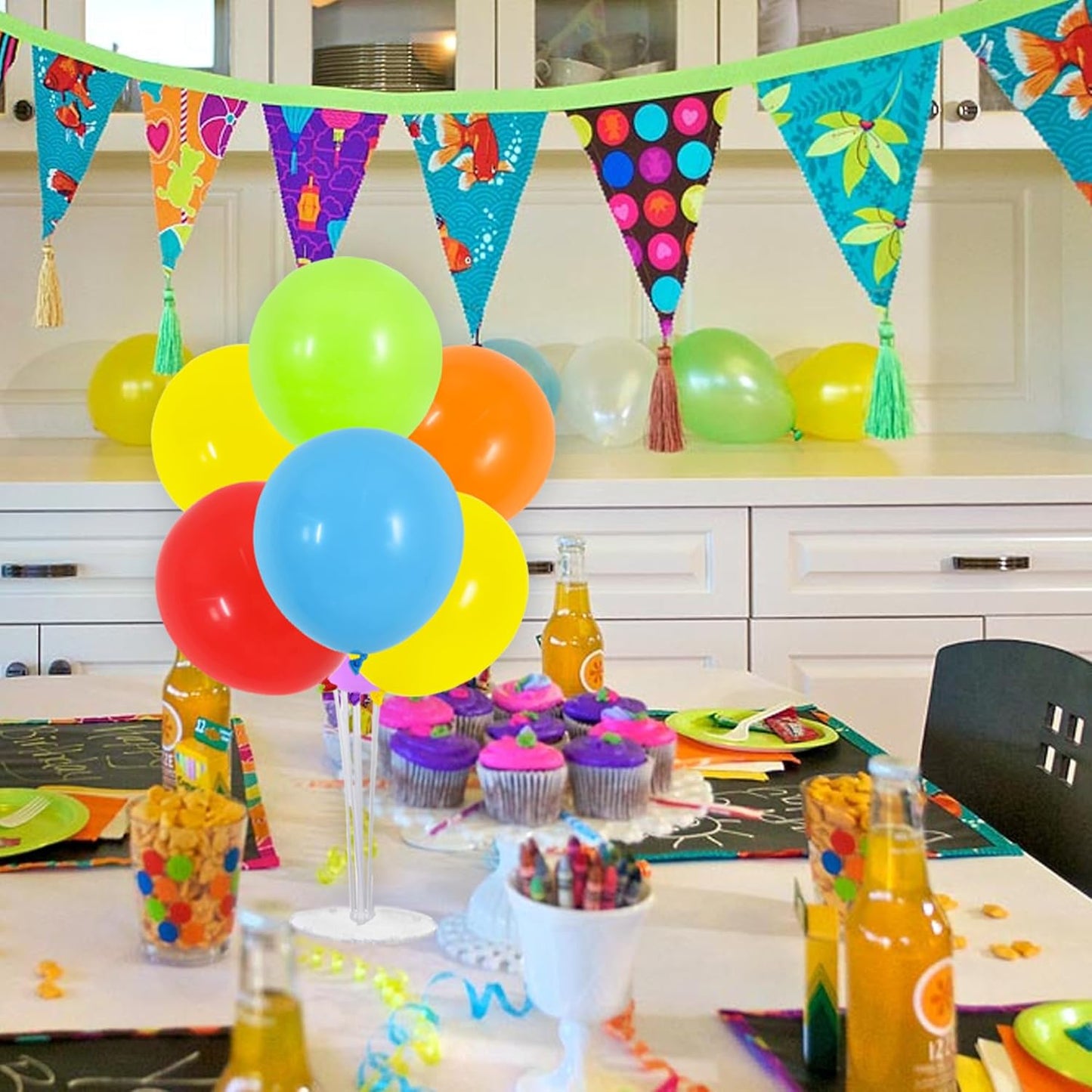 TONIFUL 4 Set Colourful Balloon Centerpieces for Table,Balloons Stand Kit for Rainbow Party Centerpieces Table Decorations,Easter Decoration,Birthday Decorations