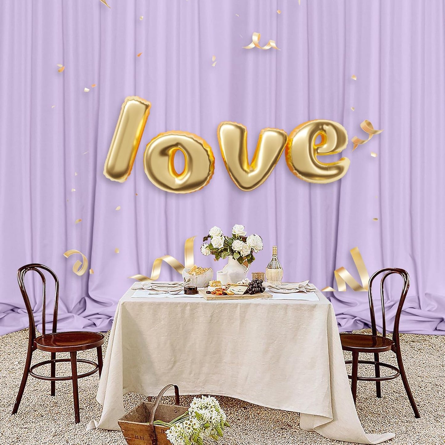 MEETSKY Lavender Backdrop Curtain for Parties Wedding Light Purple Background Curtains Backdrop Rod Pocket Drapes Fabric Decoration for Birthday Gril Party Baby Shower Photoshoot, 5ft x 10ft, 2 Panels