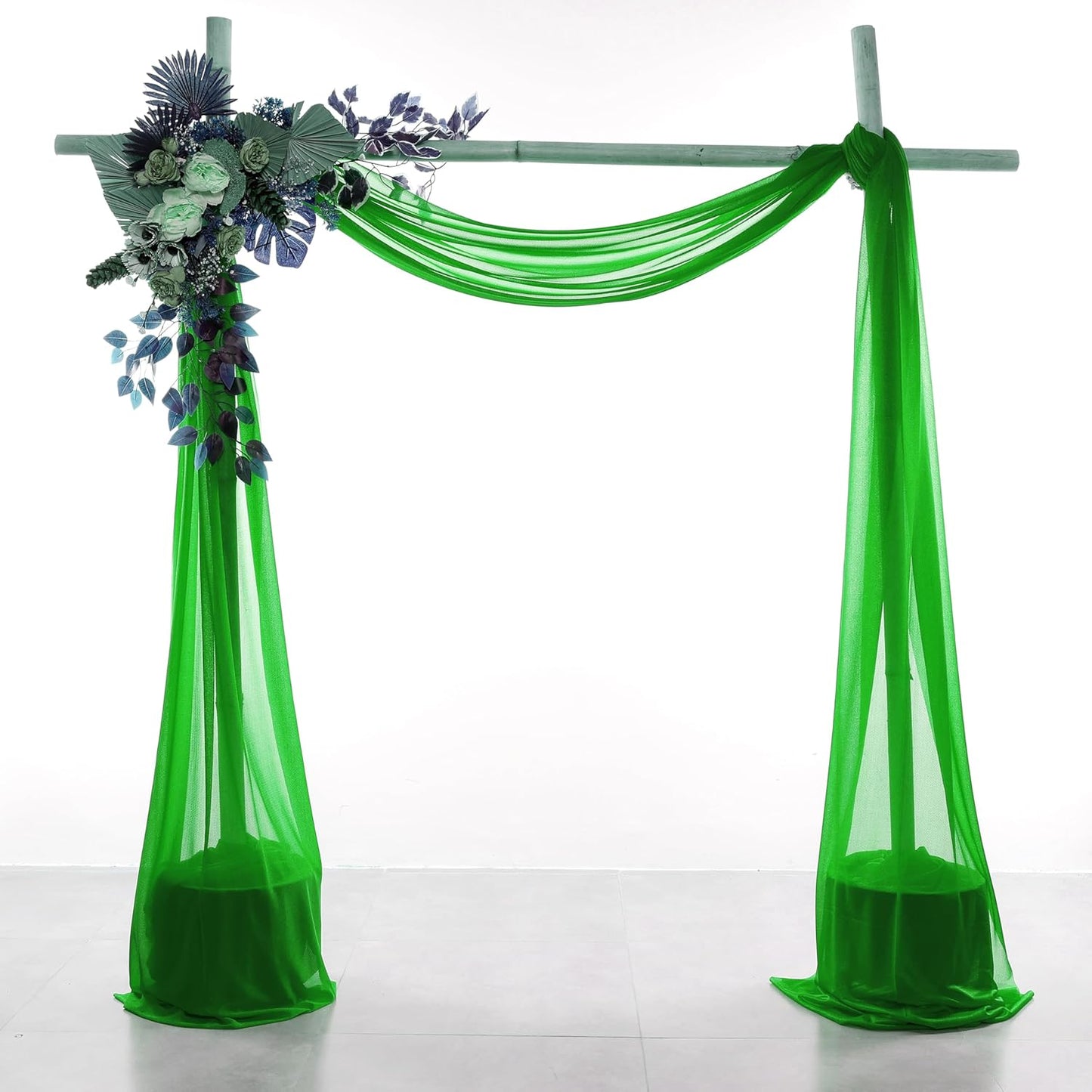 VDS Pack of 1 Panel (30 Inch X 30 Feet) Wedding Arch Draping Fabric Sheer Chiffon Fabric Drapery for Wedding Ceremony Reception Swag Backdrop Canopy Chuppah ARBO Altars Decoration (Green)