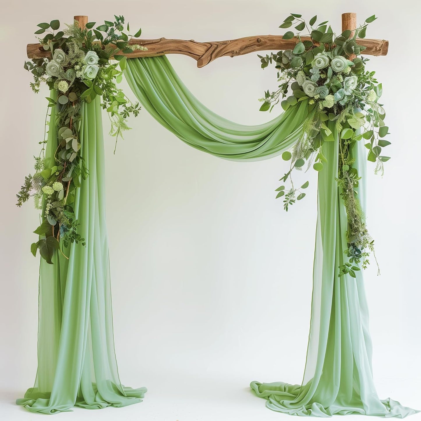 Wedding Arch Draping Fabric 1 Panel 28.7" x 20FT Sage Green Sheer Chiffon Backdrop Drapes for Wedding Ceremony Birthday Party Bridal Shower Outdoor Decoration
