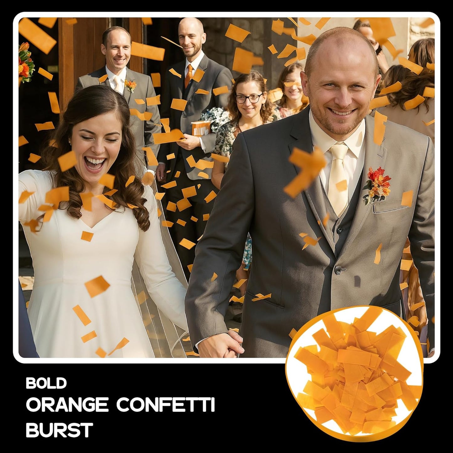Orange Tissue Paper Confetti - Rectangular Fluttering Biodegradable Confetti for Cannon and Launcher use – Best for Wedding, Parties, Concerts and Live Events - 1 lb, 16 oz