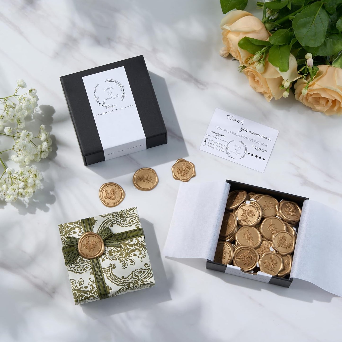 Wax Seal Stickers (60 Pcs, 3 Designs in 1 Pack) Premium Envelope Seal Stickers for Wedding Invitation Envelopes, Adhesive Wax Seals, Perfect for Seating Chart, Gift Wrapping