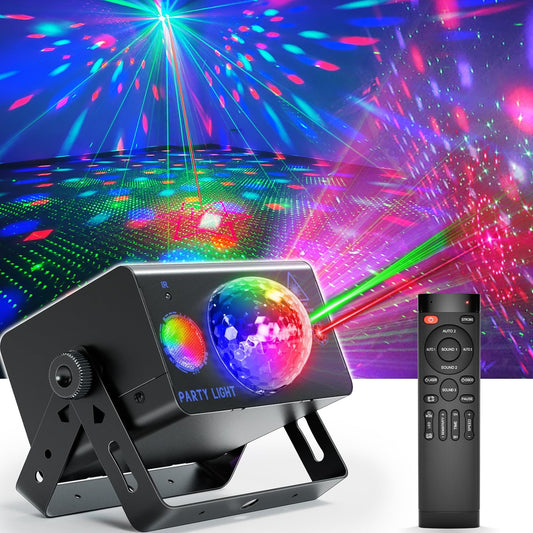Disco Ball Light Party Lights, LED Sound Activated DJ Disco Light Stage Lights with Remote Control Strobe Lights for Parties Bar Birthday Gift Indoor Room Decorations Christmas Halloween Club Wedding