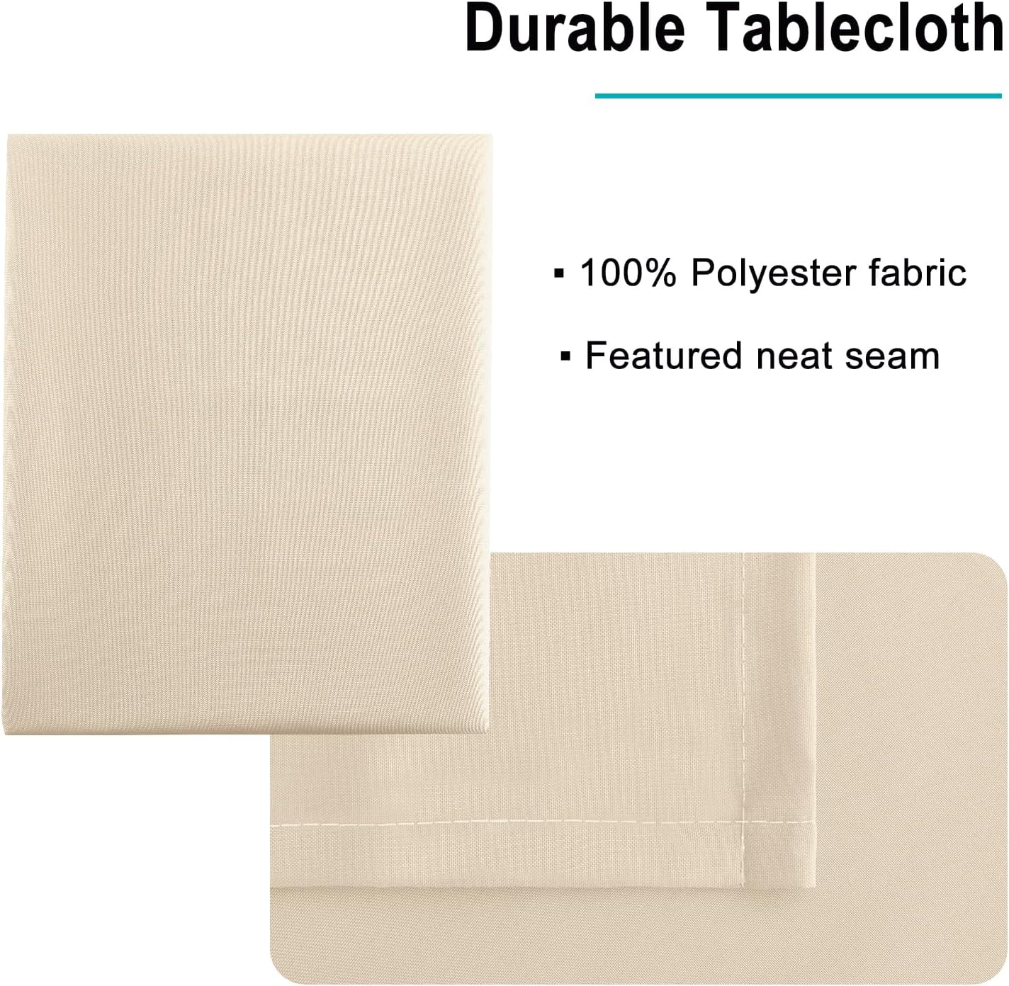 Hiasan Waterproof Tablecloth Rectangle - Washable Fabric Table Cloth for Dining Room Kitchen Birthday Party and Outdoor Use, Beige, 70 x 108 Inch