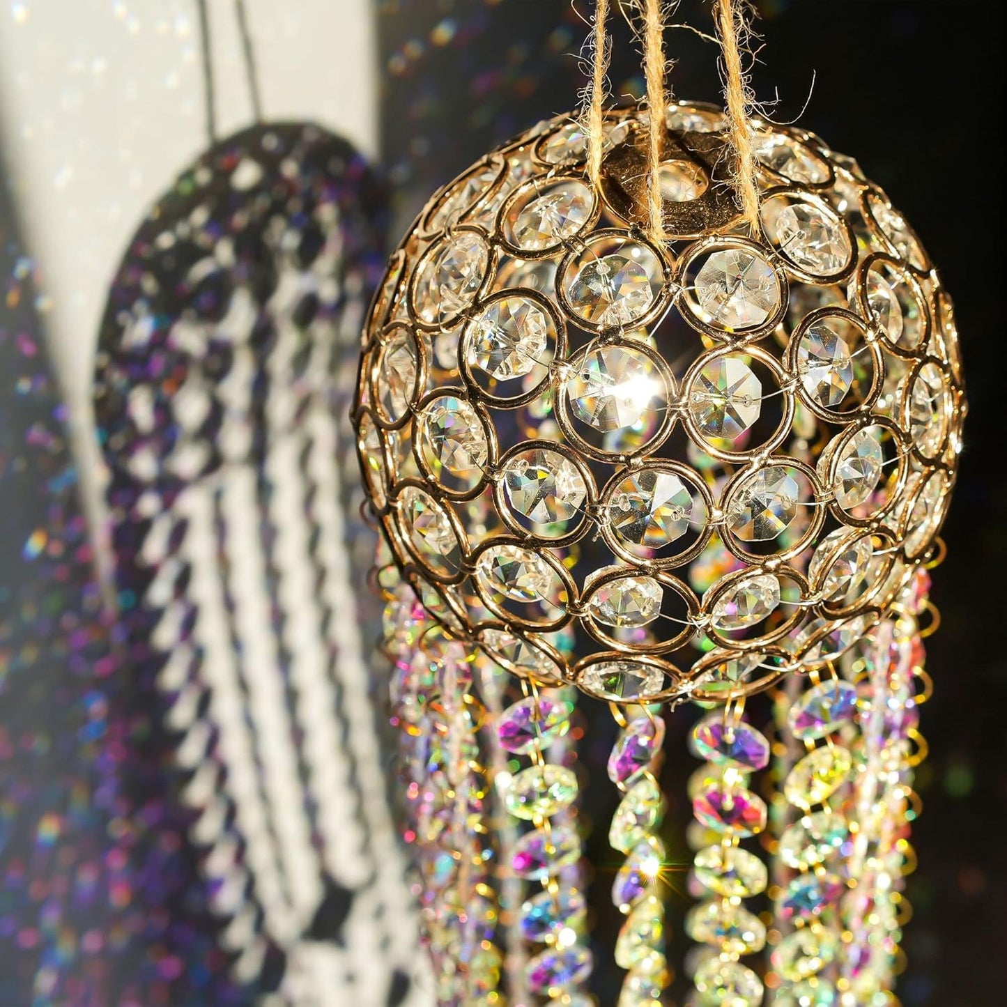 Chandelier Wind Chimes Crystal Suncatcher Window Hanging Sun Catchers AB Color Crystal Prism Rainbow Maker Pendant…